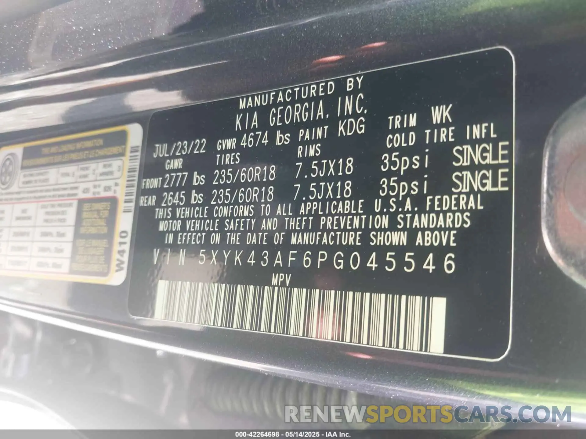 9 fotografías del automóvil dañado 5XYK43AF6PG045546 KIA SPORTAGE 2023