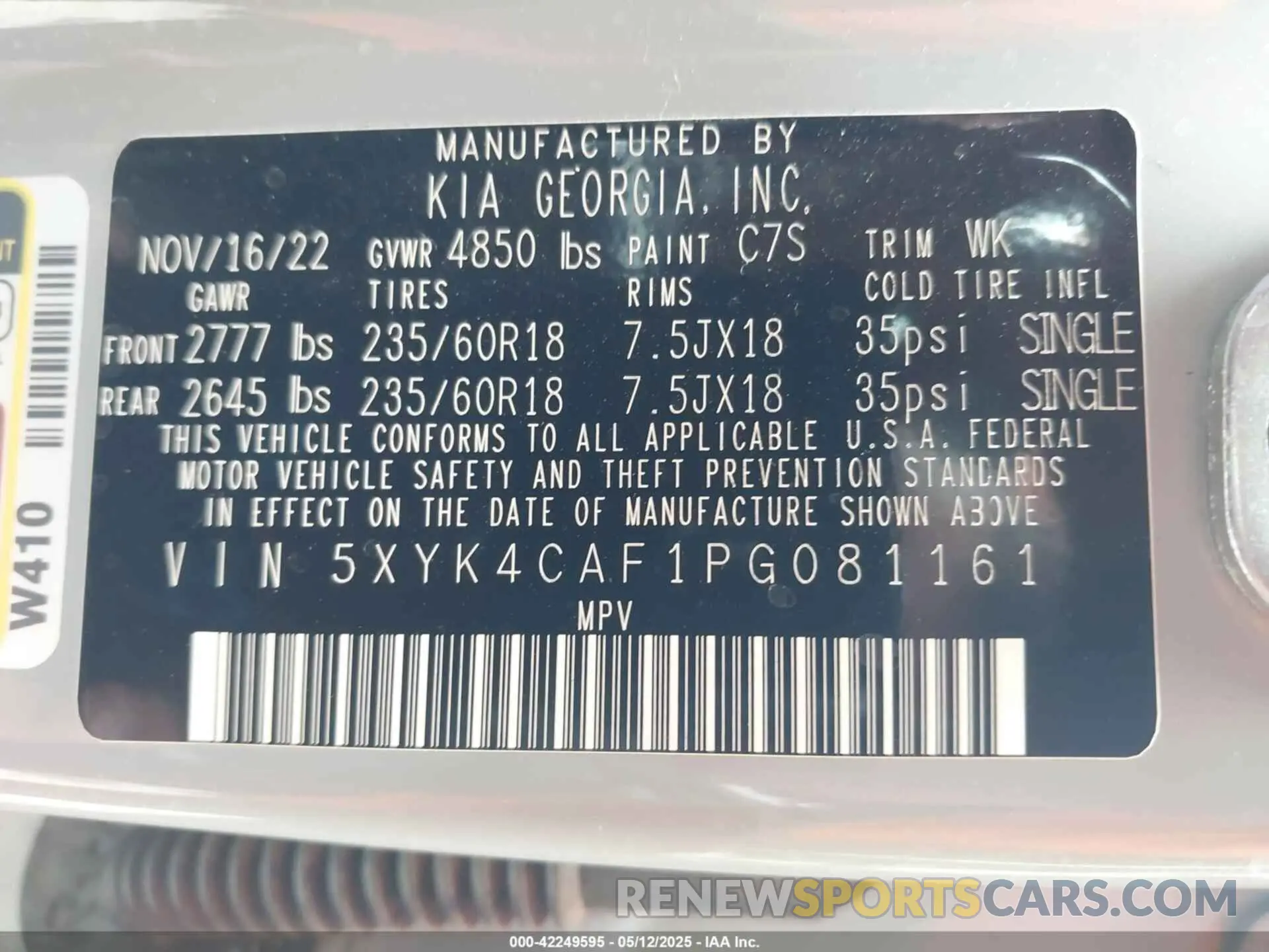 9 fotografías del automóvil dañado 5XYK4CAF1PG081161 KIA SPORTAGE 2023
