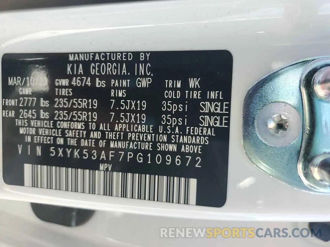 12 fotografías del automóvil dañado 5XYK53AF7PG109672 KIA SPORTAGE 2023