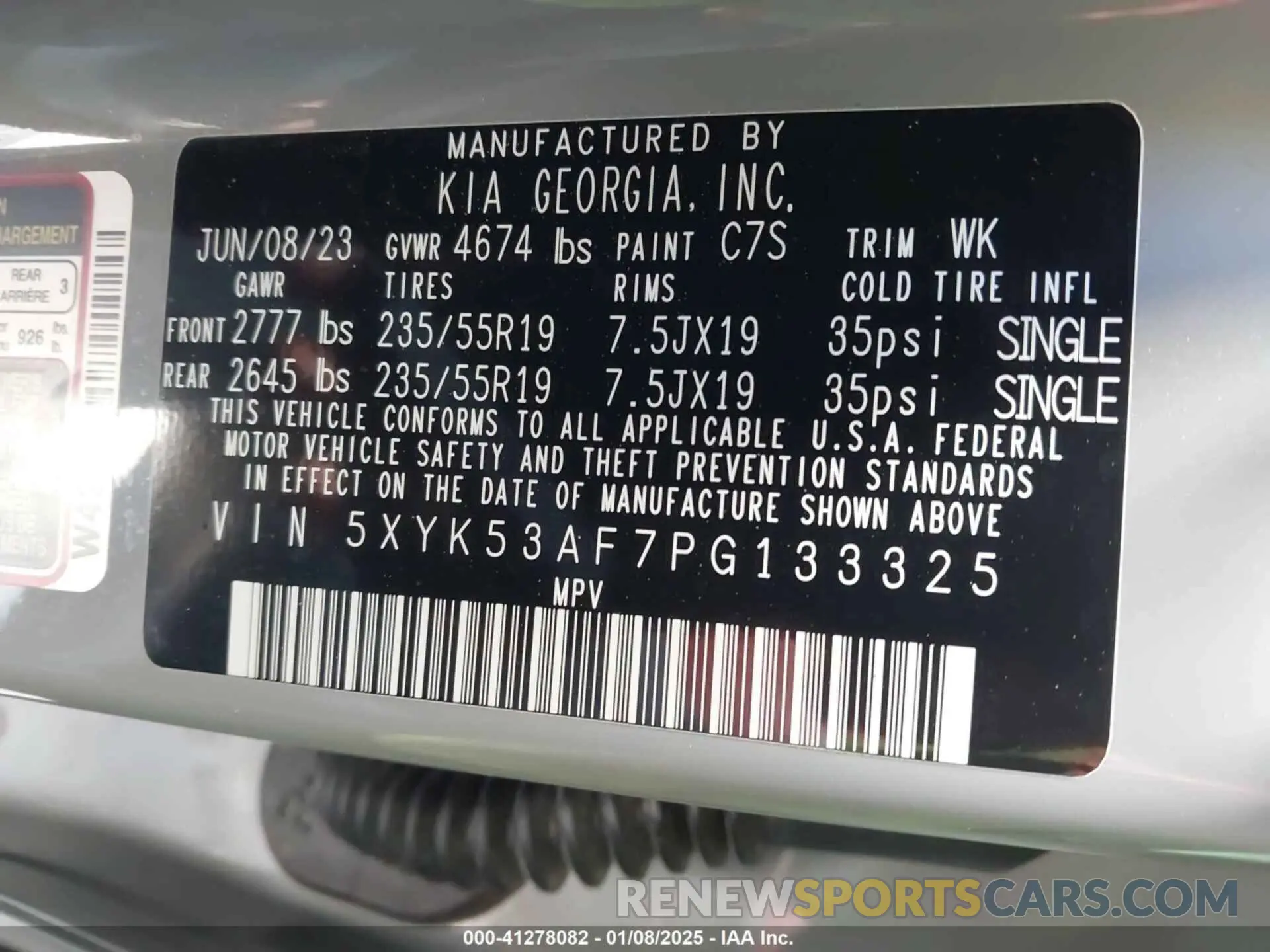 9 fotografías del automóvil dañado 5XYK53AF7PG133325 KIA SPORTAGE 2023