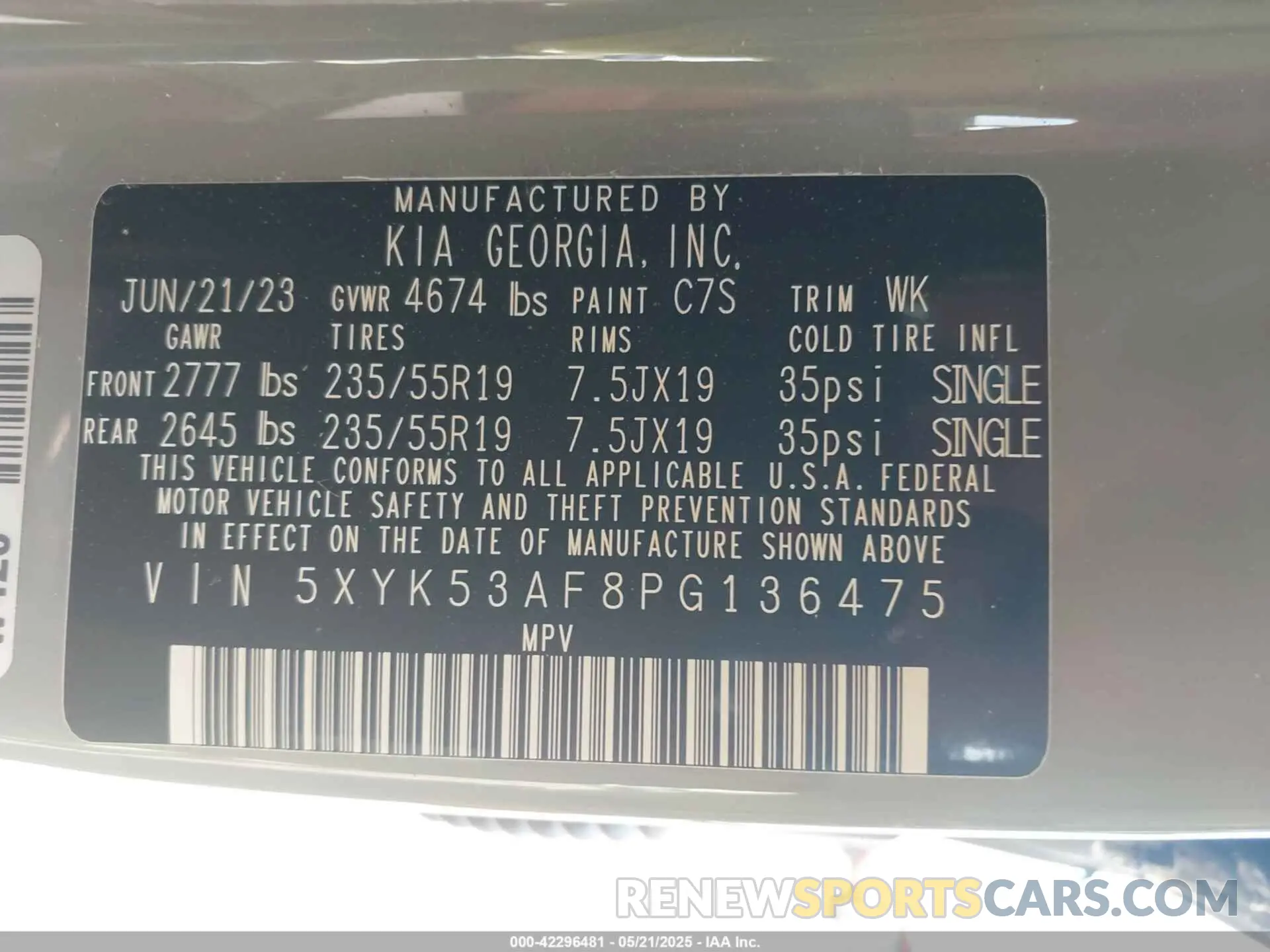 9 fotografías del automóvil dañado 5XYK53AF8PG136475 KIA SPORTAGE 2023