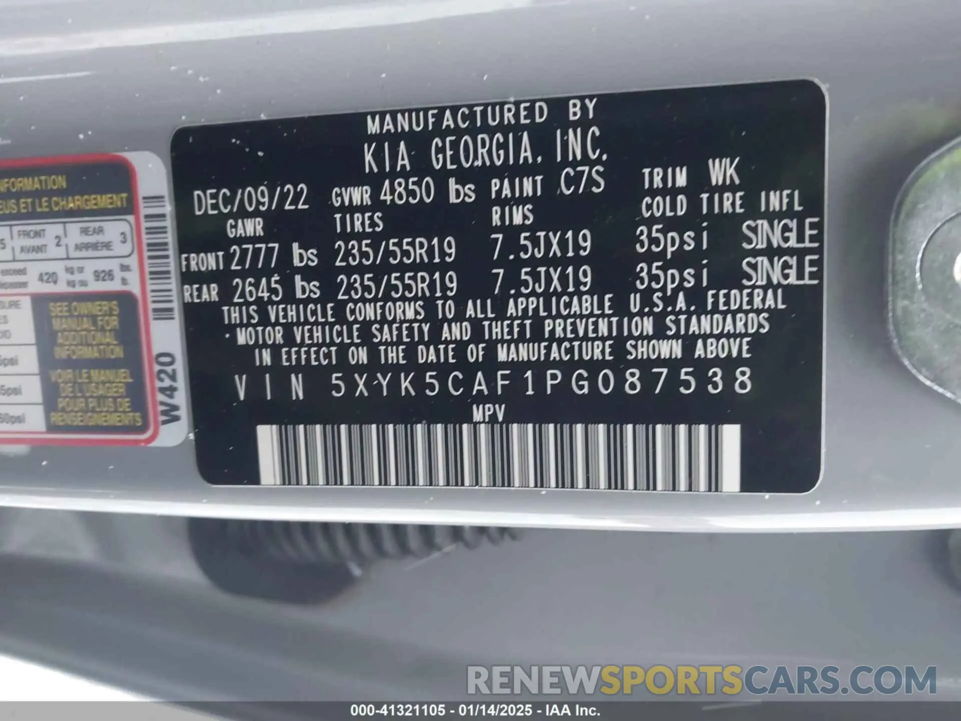 9 fotografías del automóvil dañado 5XYK5CAF1PG087538 KIA SPORTAGE 2023