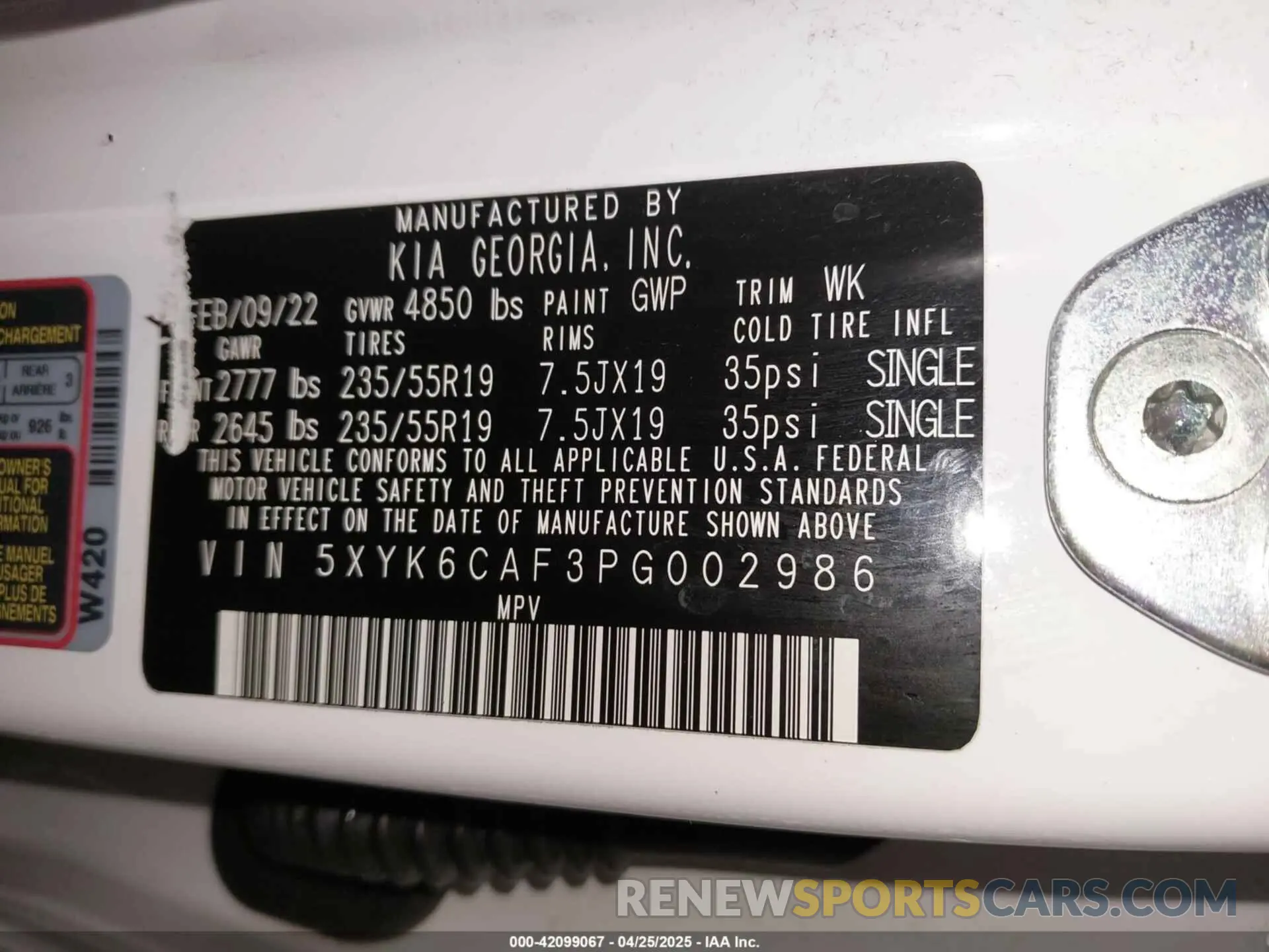 9 fotografías del automóvil dañado 5XYK6CAF3PG002986 KIA SPORTAGE 2023