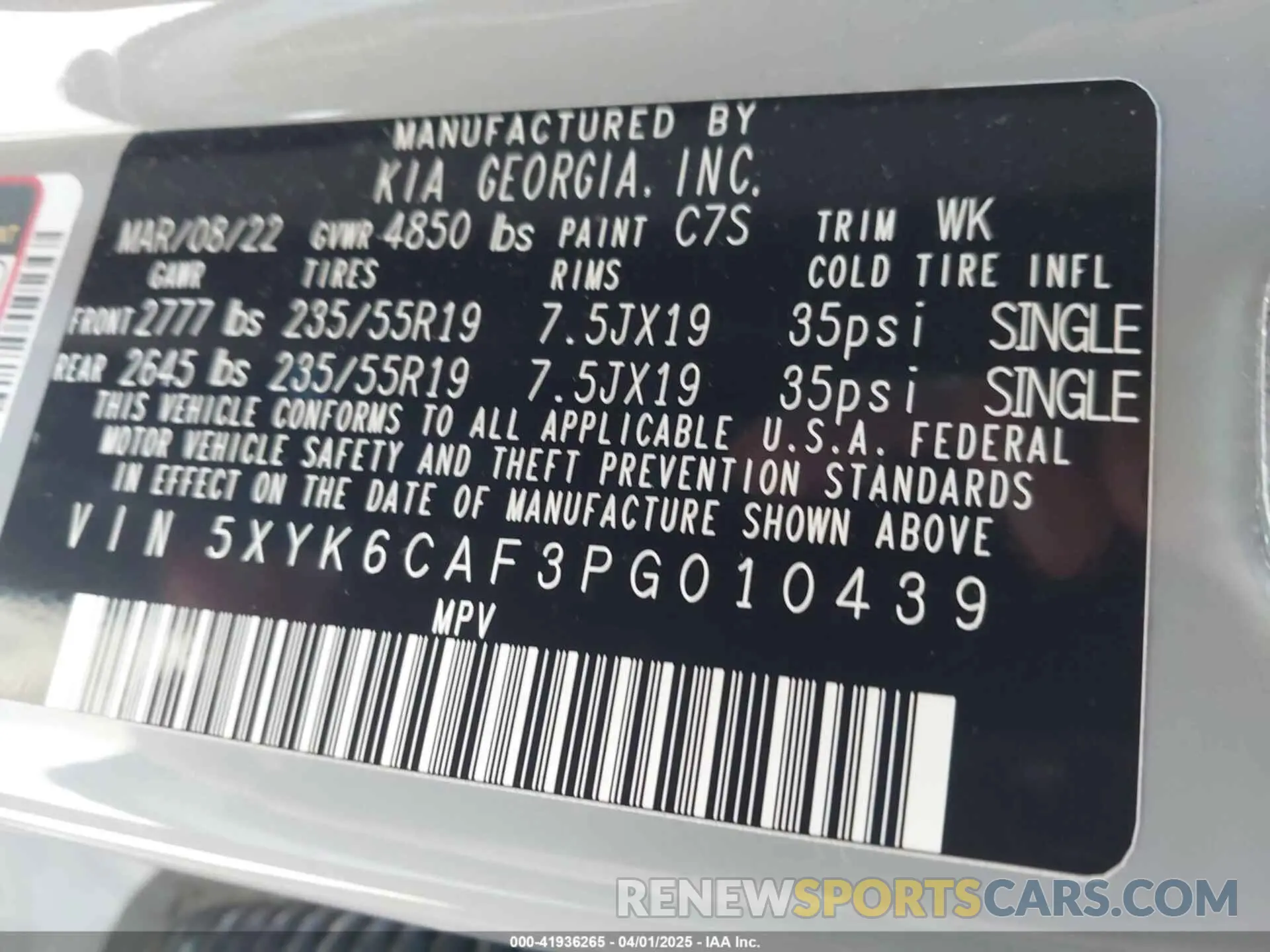 9 fotografías del automóvil dañado 5XYK6CAF3PG010439 KIA SPORTAGE 2023