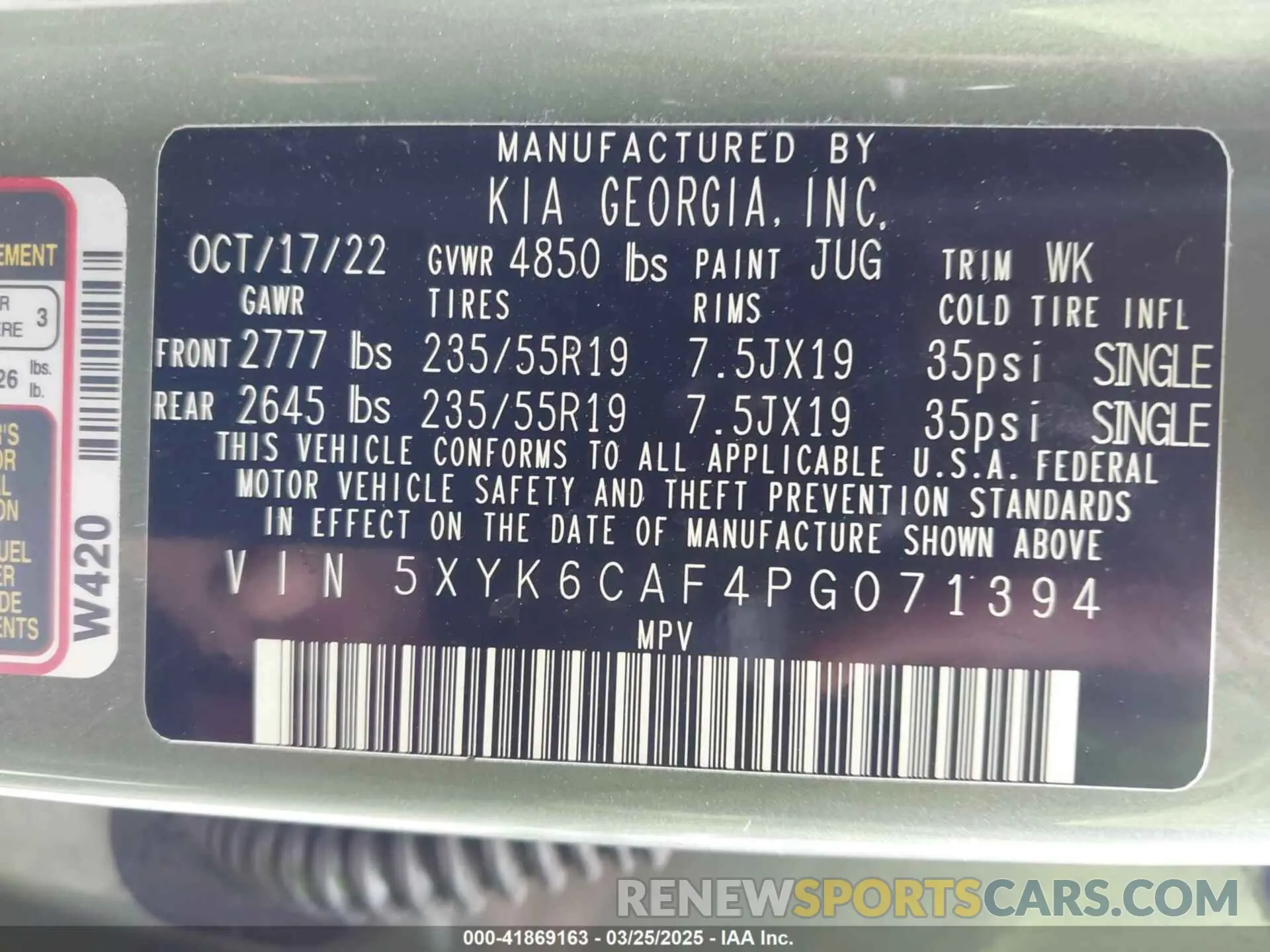 9 fotografías del automóvil dañado 5XYK6CAF4PG071394 KIA SPORTAGE 2023