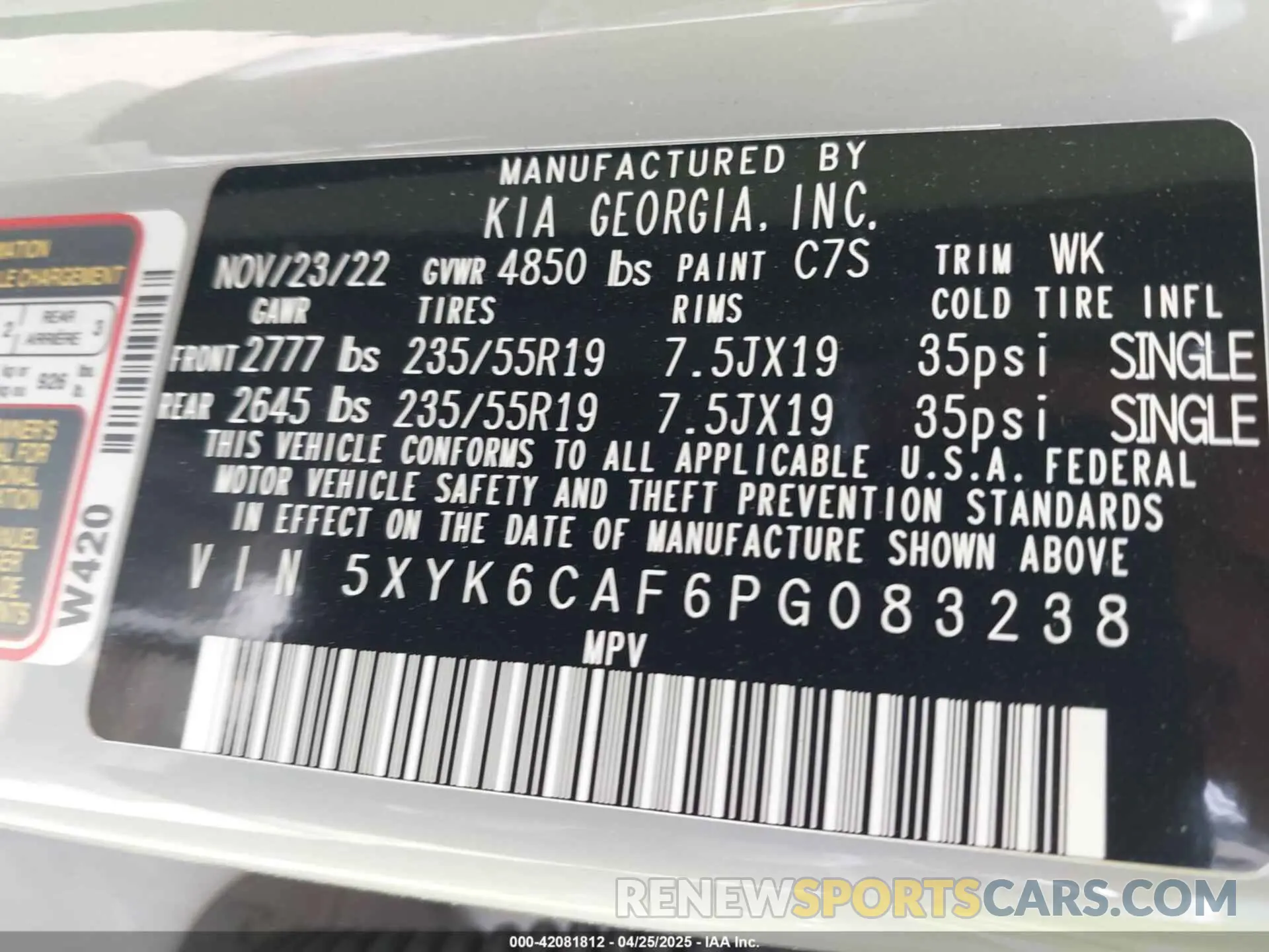 9 fotografías del automóvil dañado 5XYK6CAF6PG083238 KIA SPORTAGE 2023