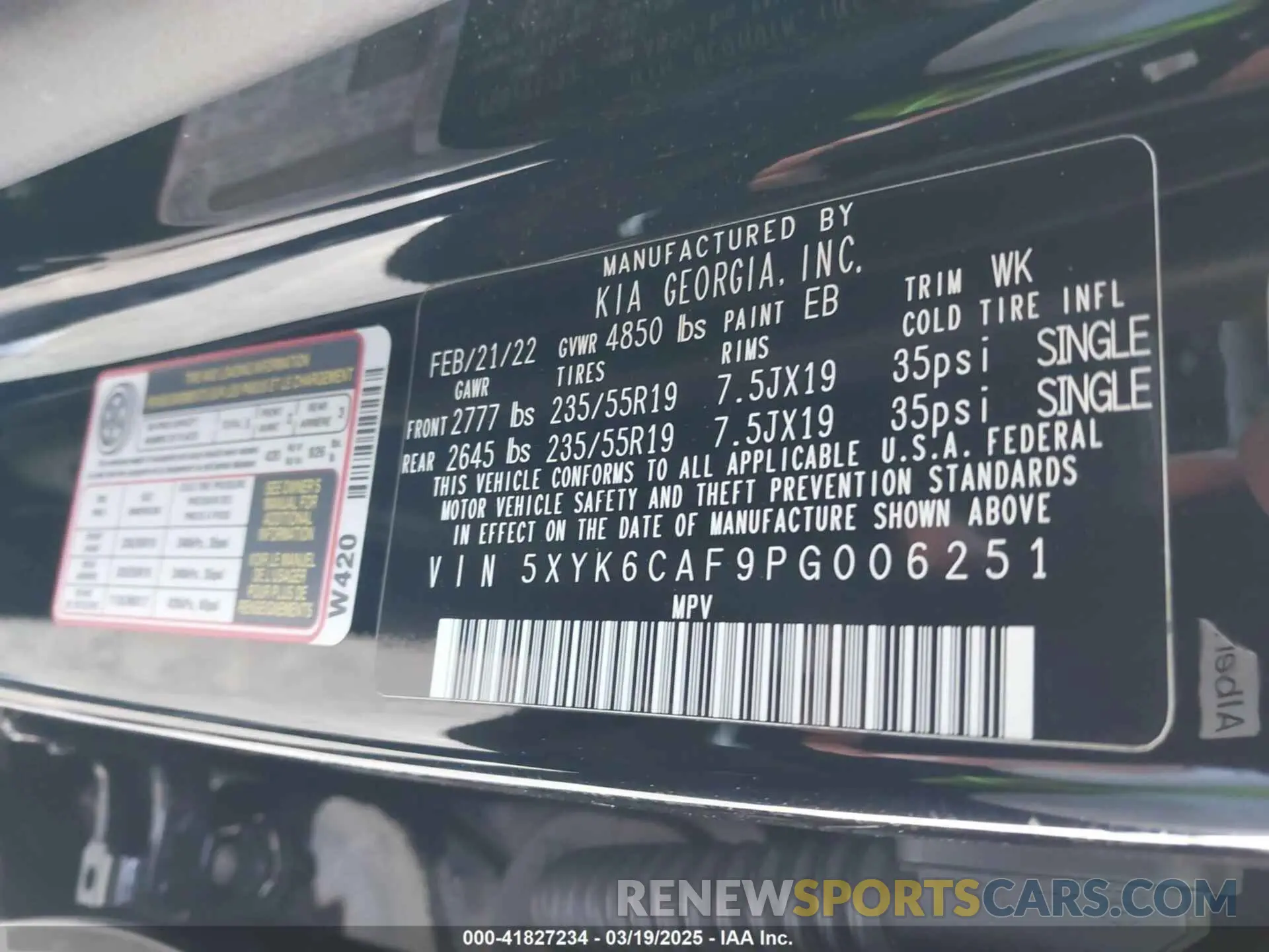 9 fotografías del automóvil dañado 5XYK6CAF9PG006251 KIA SPORTAGE 2023