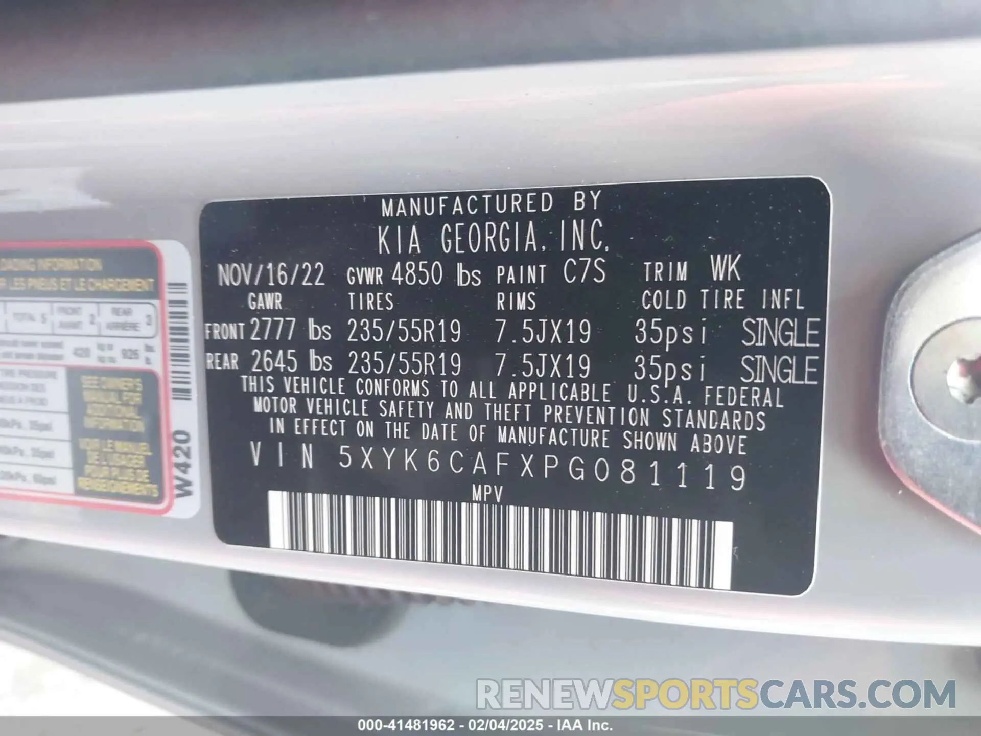 9 fotografías del automóvil dañado 5XYK6CAFXPG081119 KIA SPORTAGE 2023