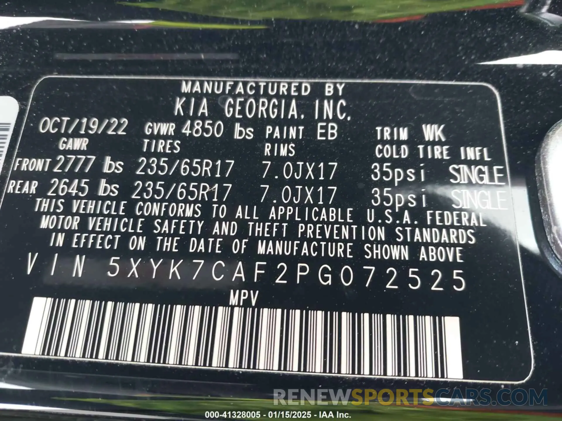 9 fotografías del automóvil dañado 5XYK7CAF2PG072525 KIA SPORTAGE 2023
