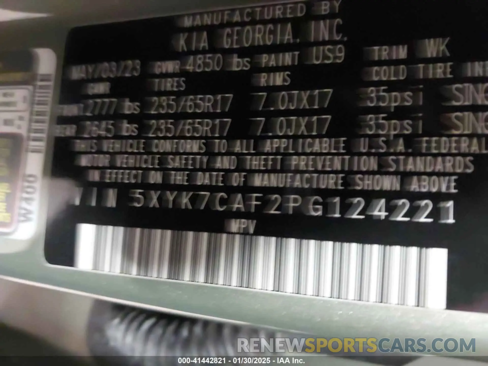 9 fotografías del automóvil dañado 5XYK7CAF2PG124221 KIA SPORTAGE 2023