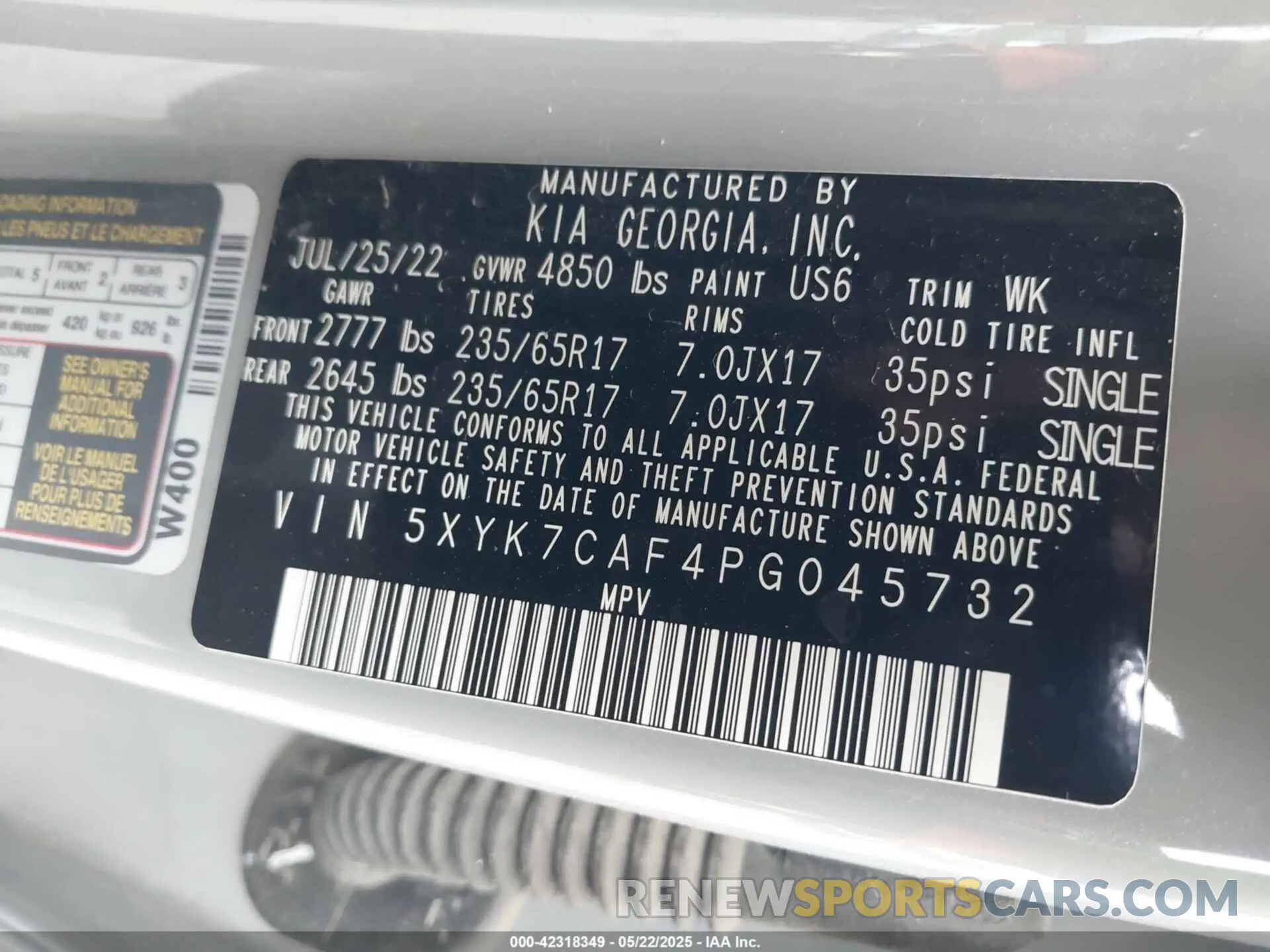 9 fotografías del automóvil dañado 5XYK7CAF4PG045732 KIA SPORTAGE 2023