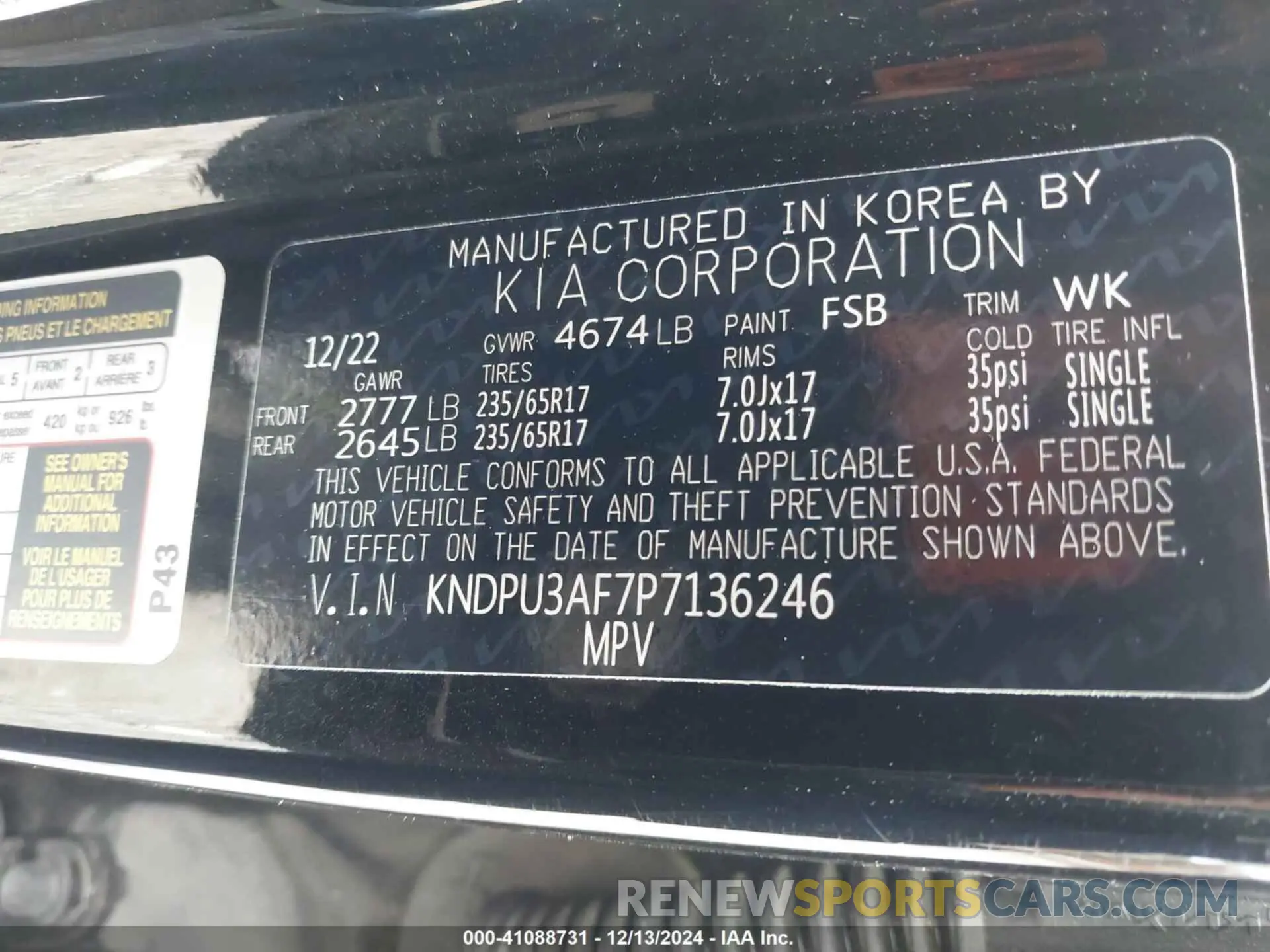 9 fotografías del automóvil dañado KNDPU3AF7P7136246 KIA SPORTAGE 2023
