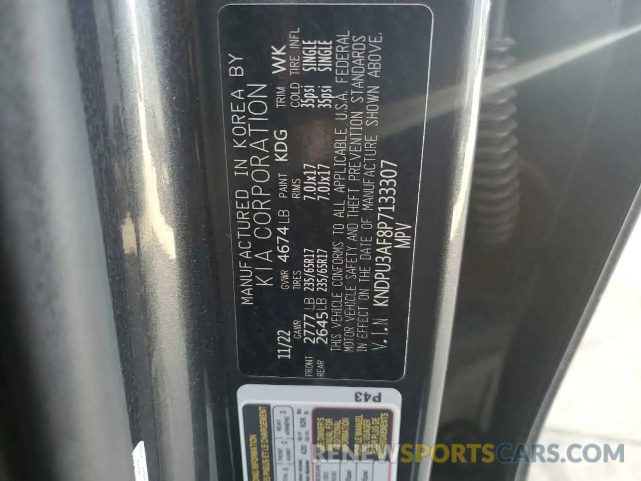 13 fotografías del automóvil dañado KNDPU3AF8P7133307 KIA SPORTAGE 2023