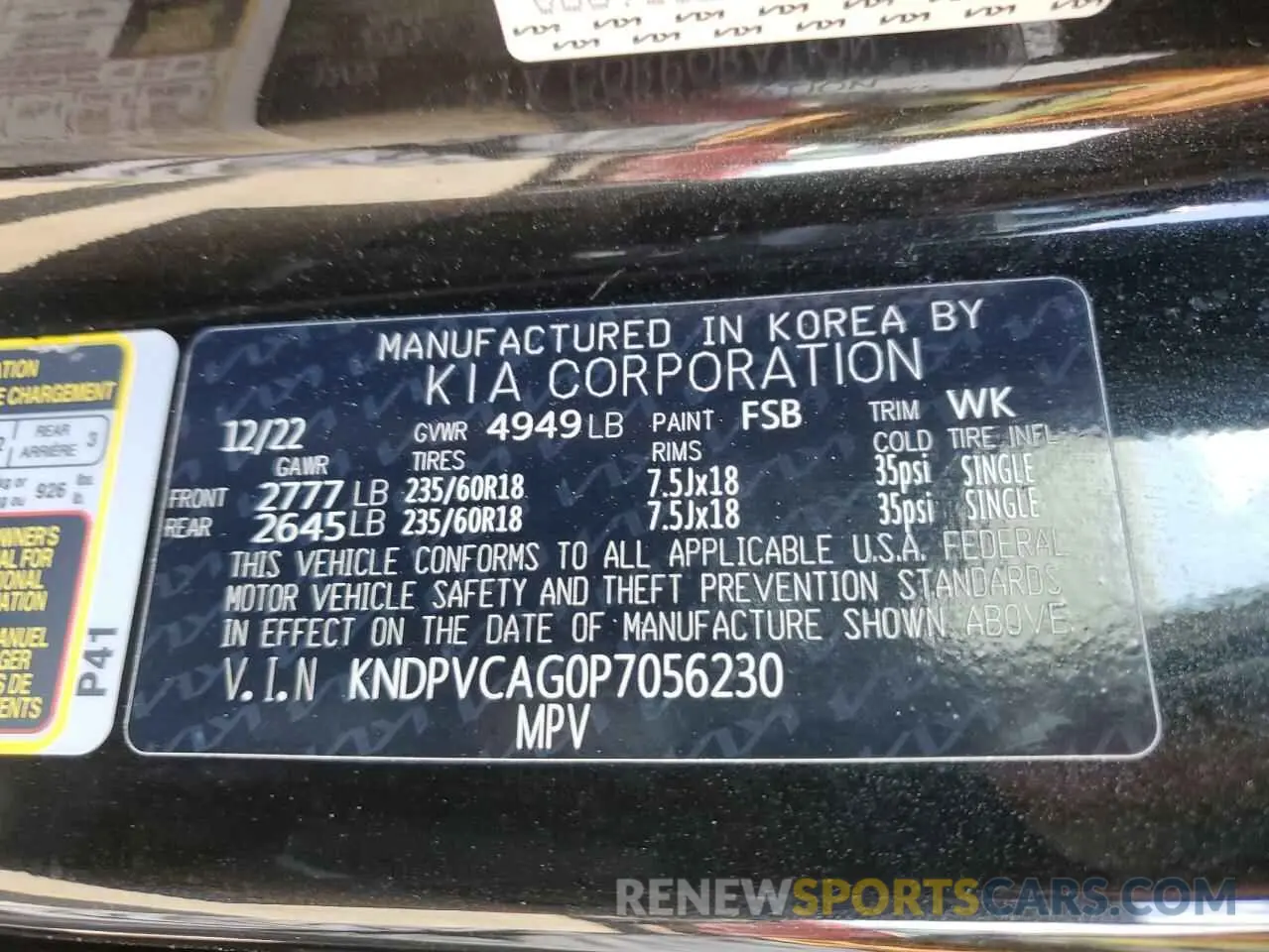 14 fotografías del automóvil dañado KNDPVCAG0P7056230 KIA SPORTAGE 2023
