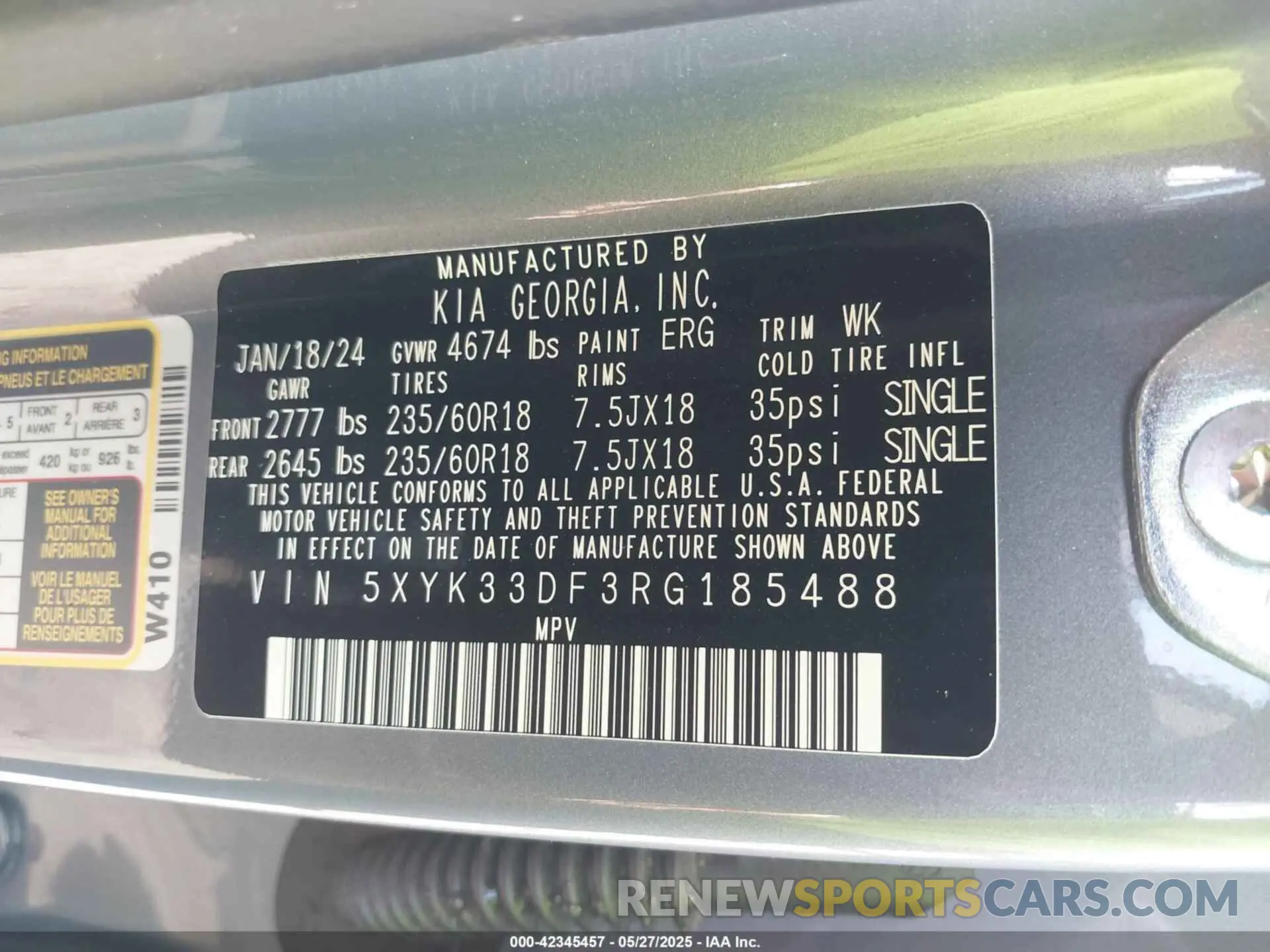 9 fotografías del automóvil dañado 5XYK33DF3RG185488 KIA SPORTAGE 2024