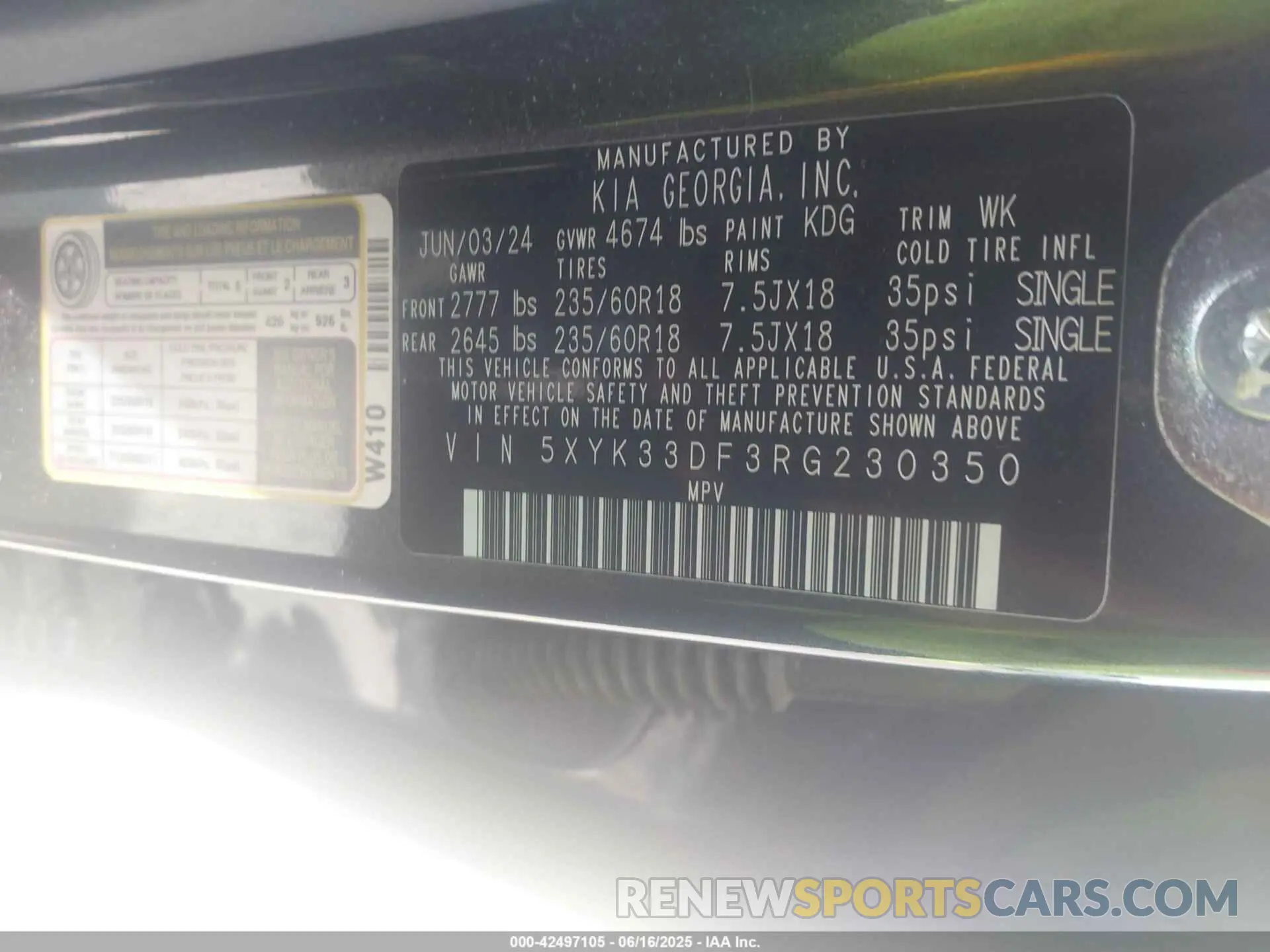 9 fotografías del automóvil dañado 5XYK33DF3RG230350 KIA SPORTAGE 2024