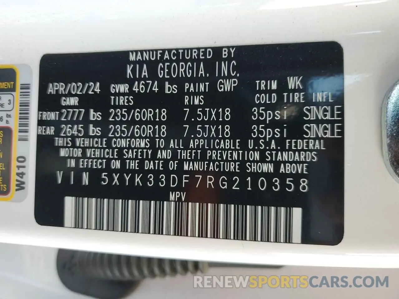 13 fotografías del automóvil dañado 5XYK33DF7RG210358 KIA SPORTAGE 2024
