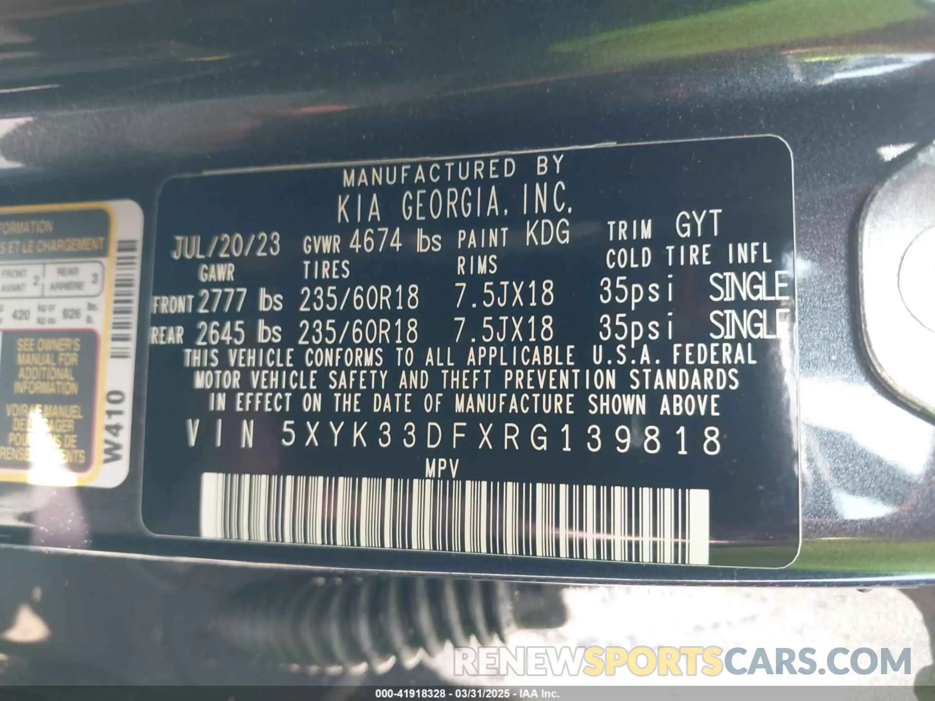 9 fotografías del automóvil dañado 5XYK33DFXRG139818 KIA SPORTAGE 2024