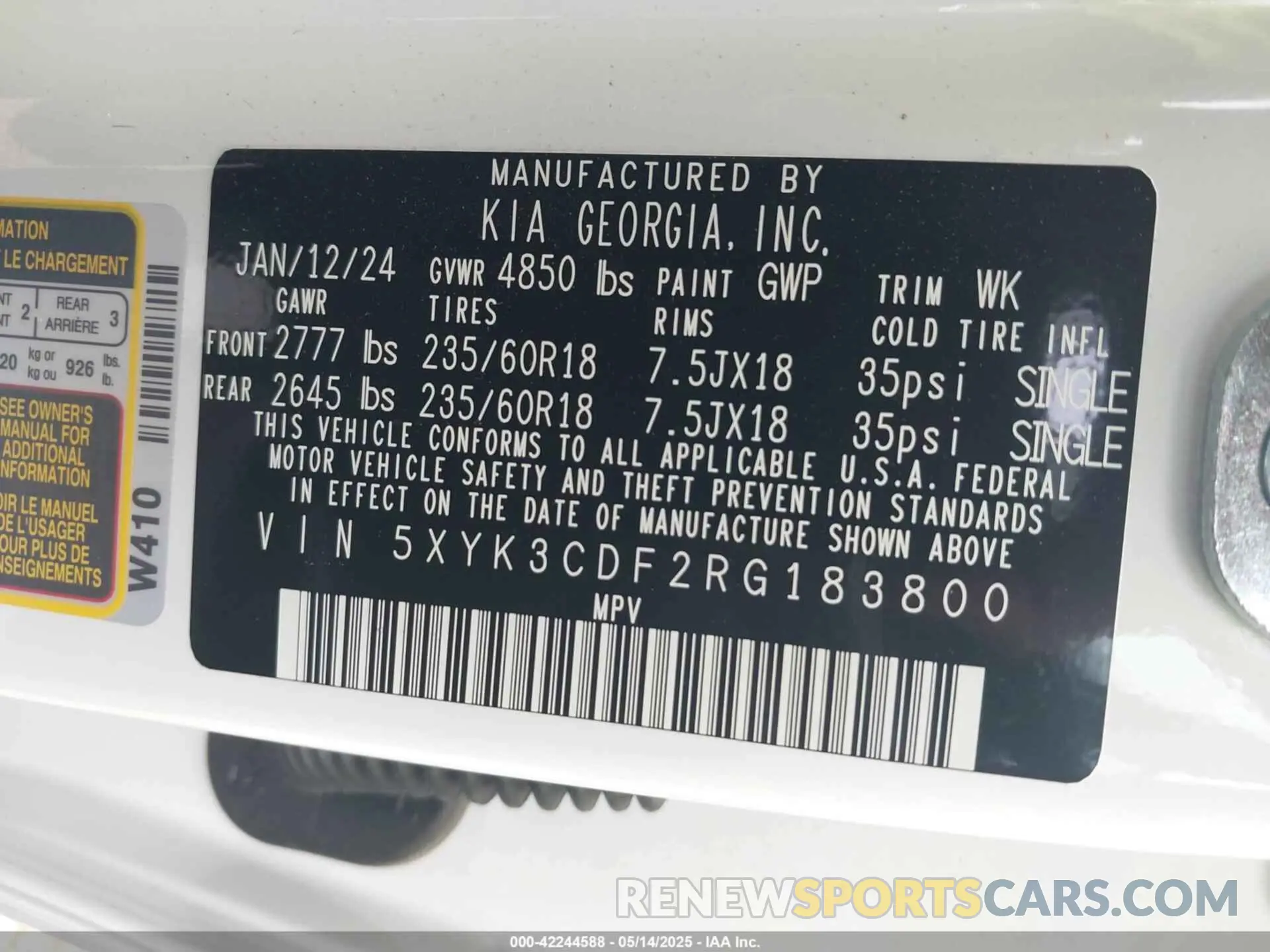 9 fotografías del automóvil dañado 5XYK3CDF2RG183800 KIA SPORTAGE 2024