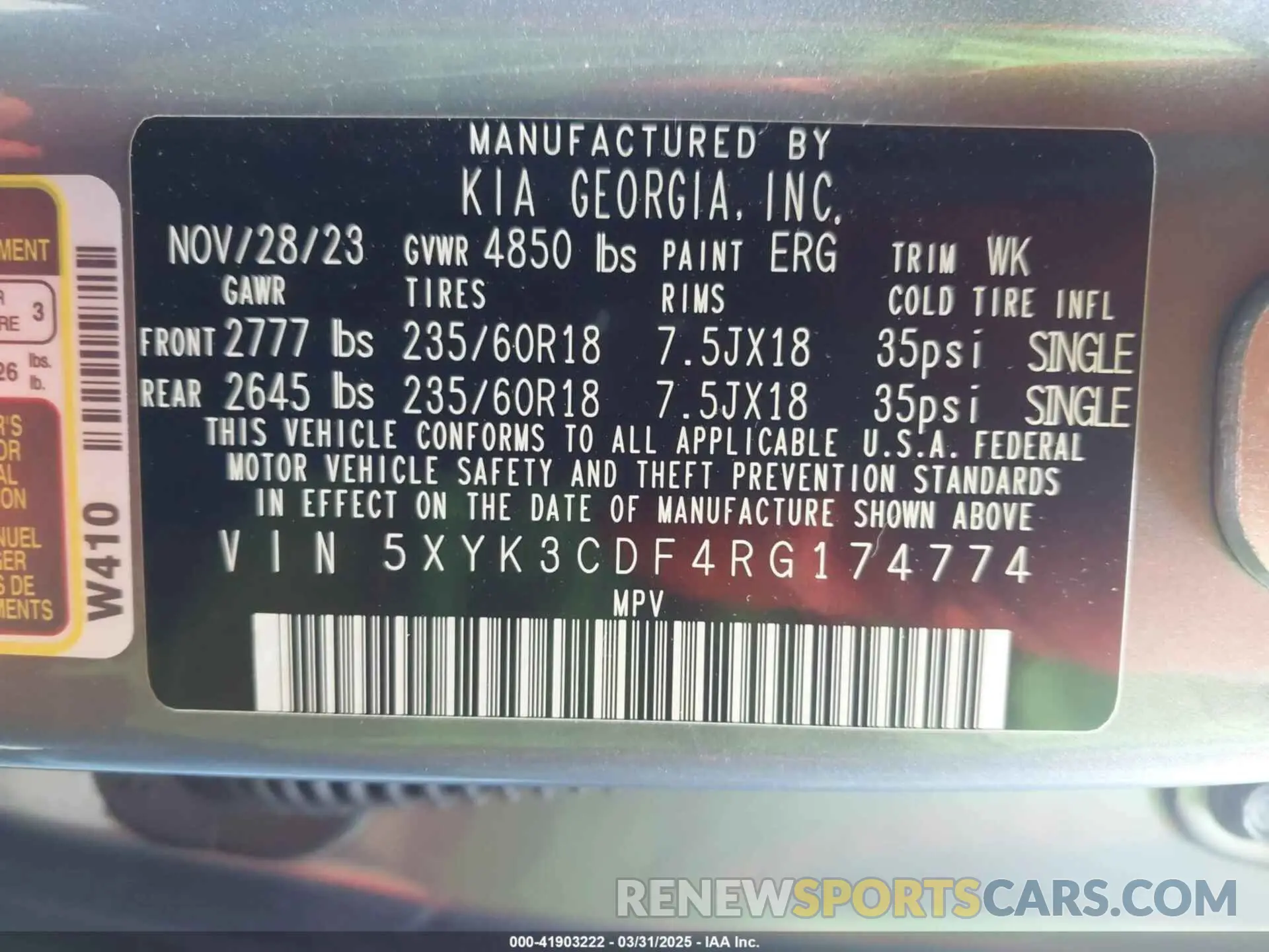 9 fotografías del automóvil dañado 5XYK3CDF4RG174774 KIA SPORTAGE 2024