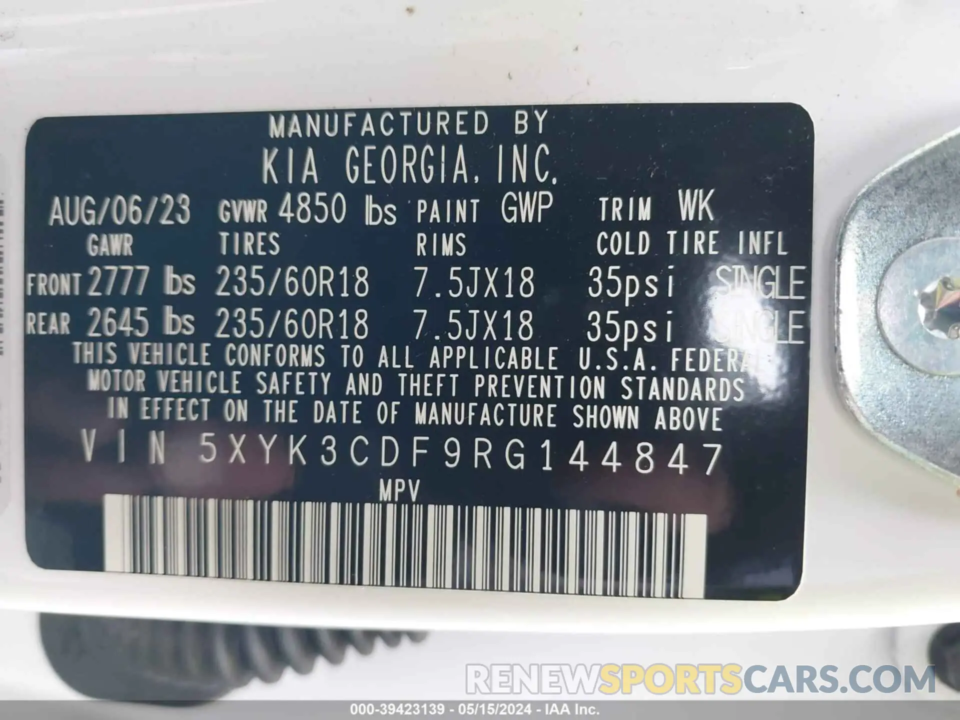 9 fotografías del automóvil dañado 5XYK3CDF9RG144847 KIA SPORTAGE 2024