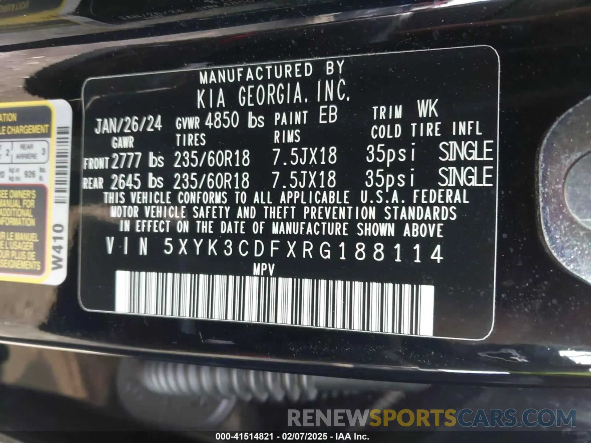 9 fotografías del automóvil dañado 5XYK3CDFXRG188114 KIA SPORTAGE 2024
