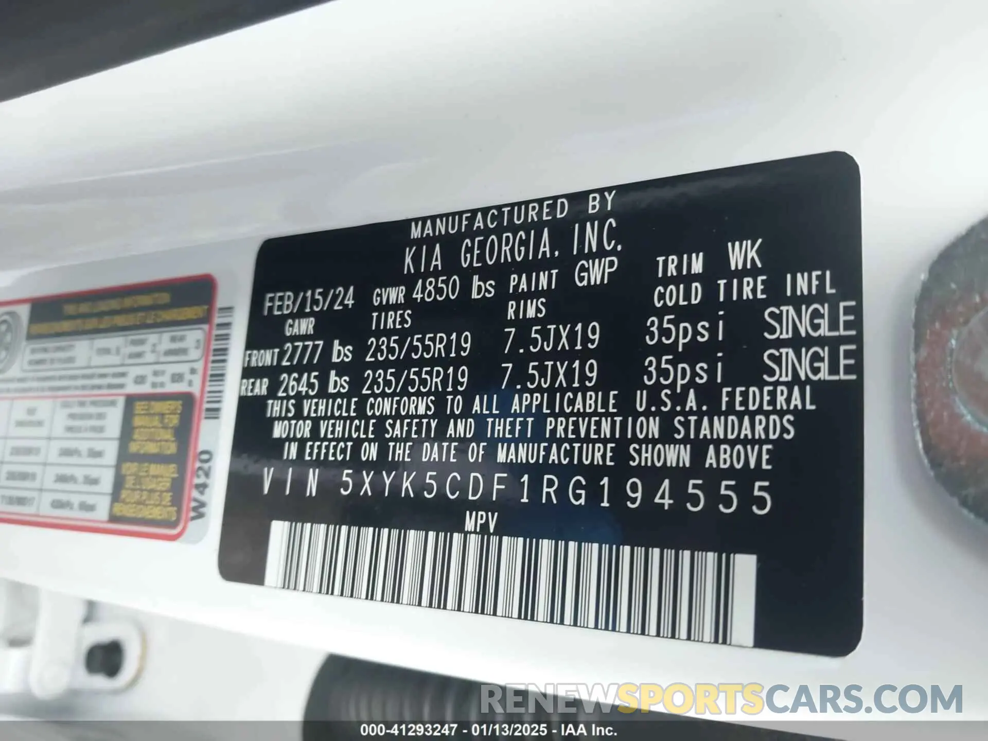 9 fotografías del automóvil dañado 5XYK5CDF1RG194555 KIA SPORTAGE 2024