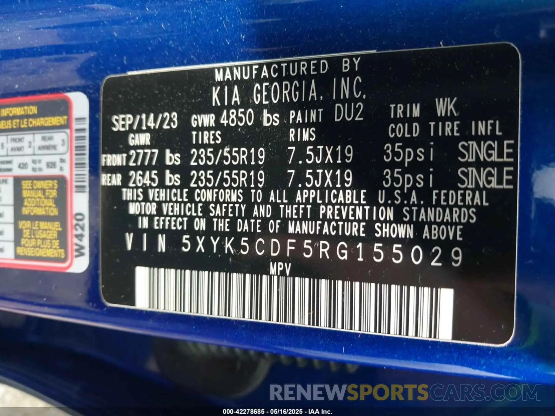 9 fotografías del automóvil dañado 5XYK5CDF5RG155029 KIA SPORTAGE 2024