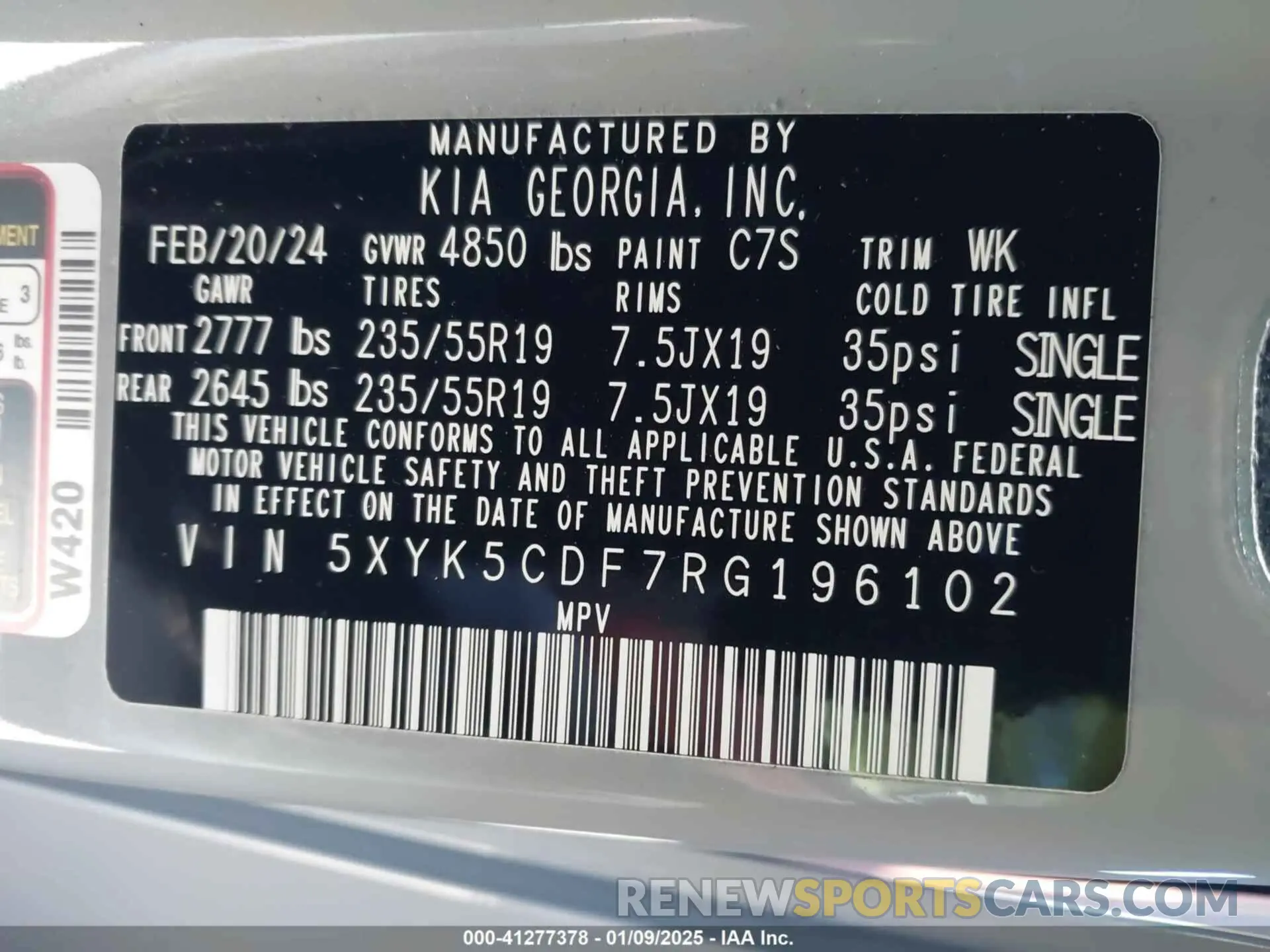 9 fotografías del automóvil dañado 5XYK5CDF7RG196102 KIA SPORTAGE 2024