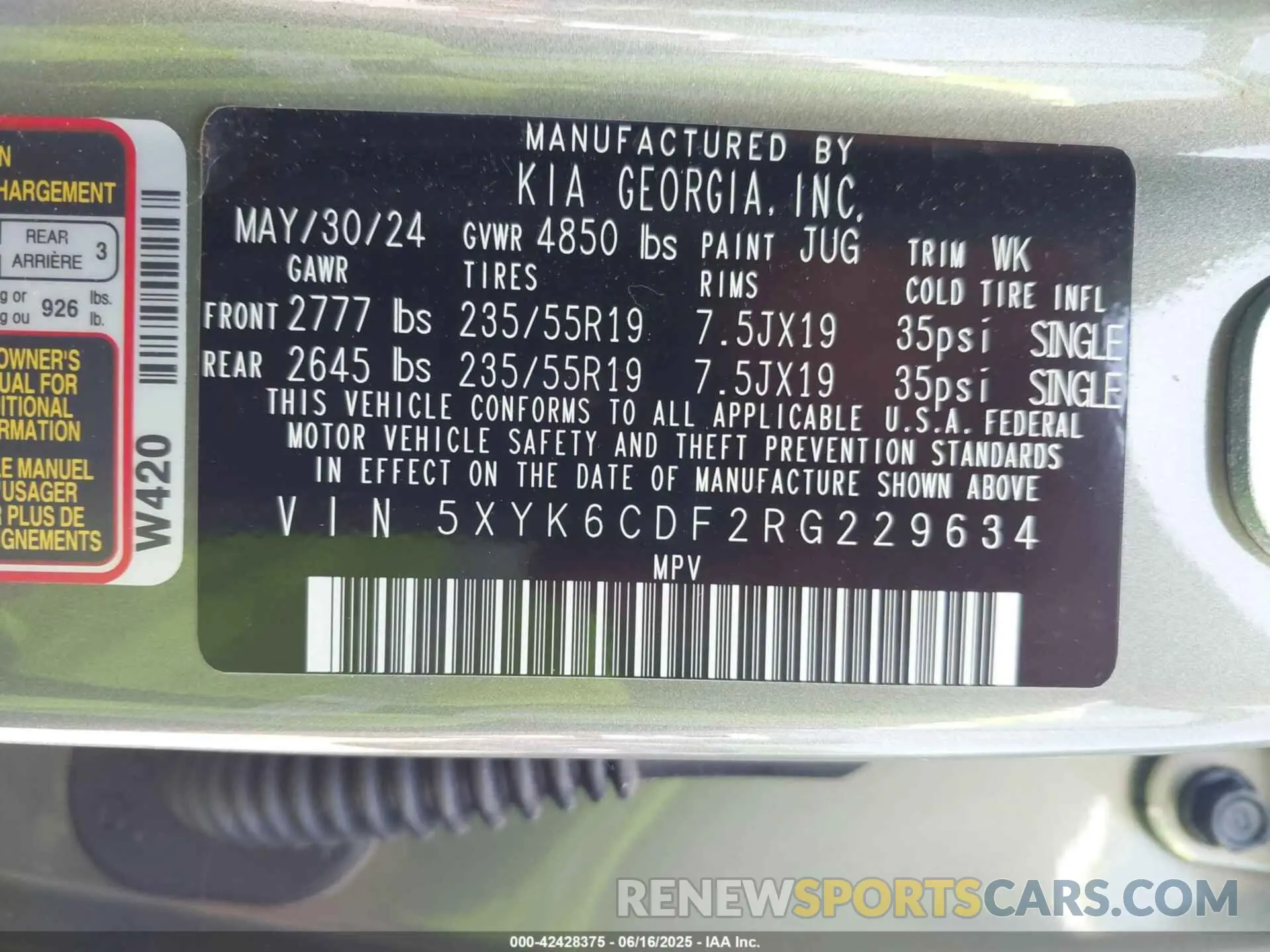 9 fotografías del automóvil dañado 5XYK6CDF2RG229634 KIA SPORTAGE 2024