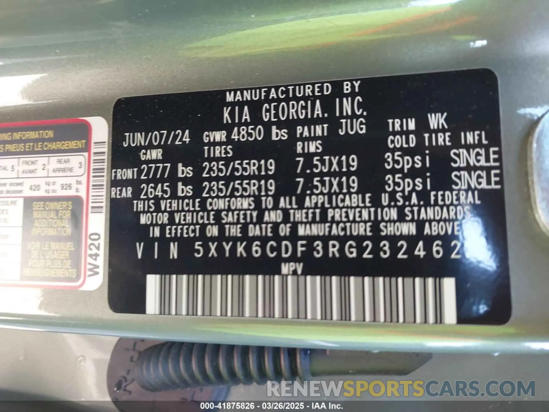 9 fotografías del automóvil dañado 5XYK6CDF3RG232462 KIA SPORTAGE 2024