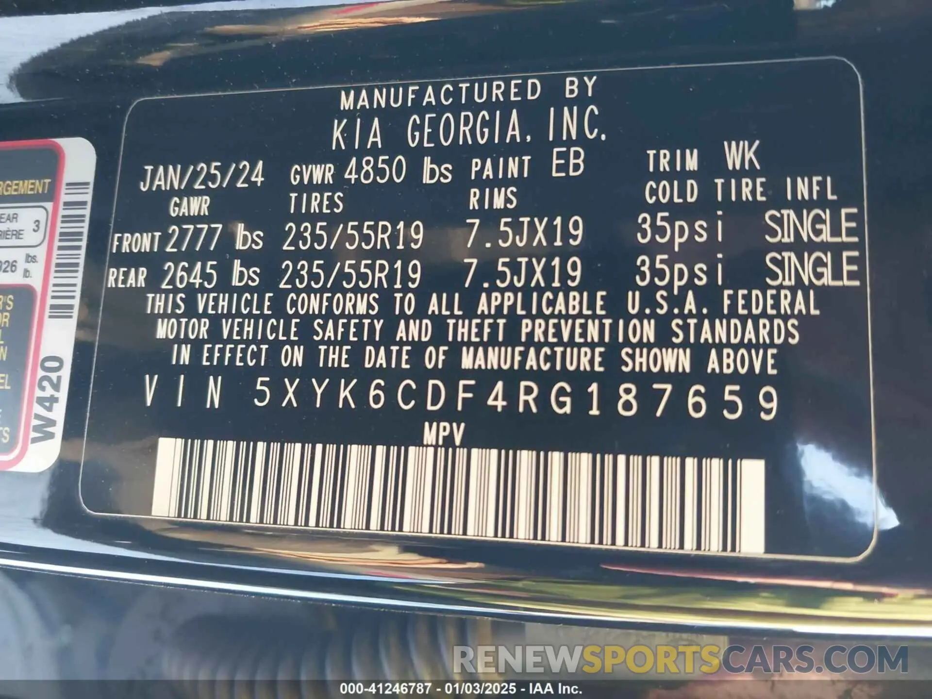 9 fotografías del automóvil dañado 5XYK6CDF4RG187659 KIA SPORTAGE 2024