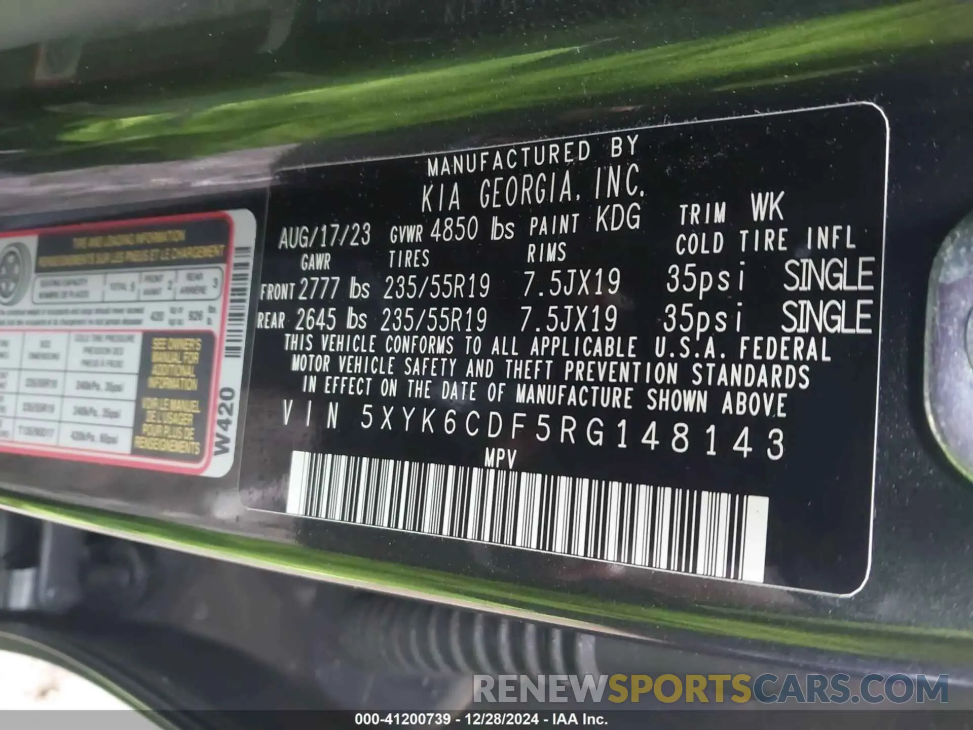 9 fotografías del automóvil dañado 5XYK6CDF5RG148143 KIA SPORTAGE 2024