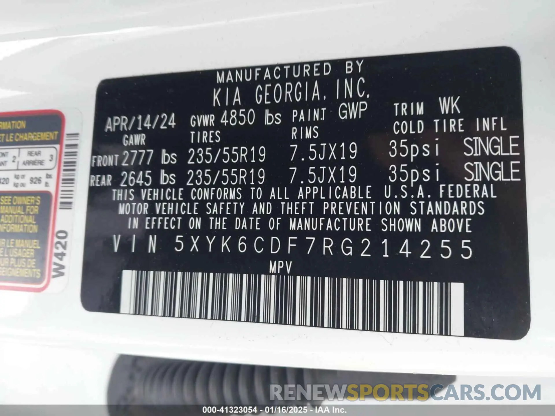 9 fotografías del automóvil dañado 5XYK6CDF7RG214255 KIA SPORTAGE 2024