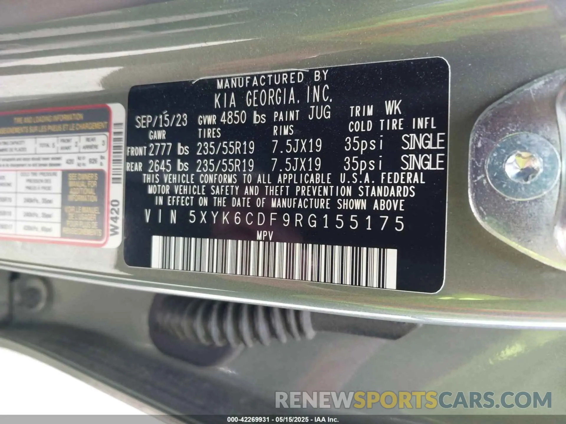 9 fotografías del automóvil dañado 5XYK6CDF9RG155175 KIA SPORTAGE 2024