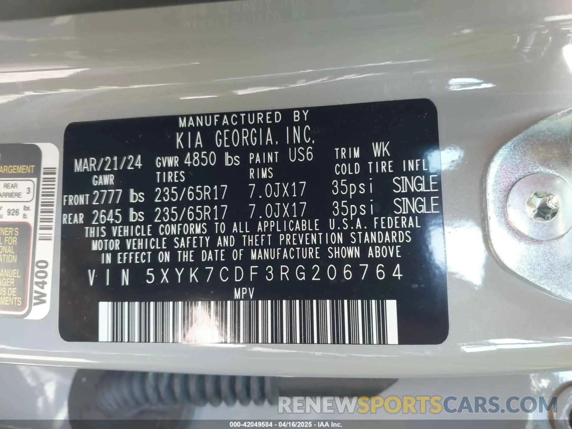 9 fotografías del automóvil dañado 5XYK7CDF3RG206764 KIA SPORTAGE 2024
