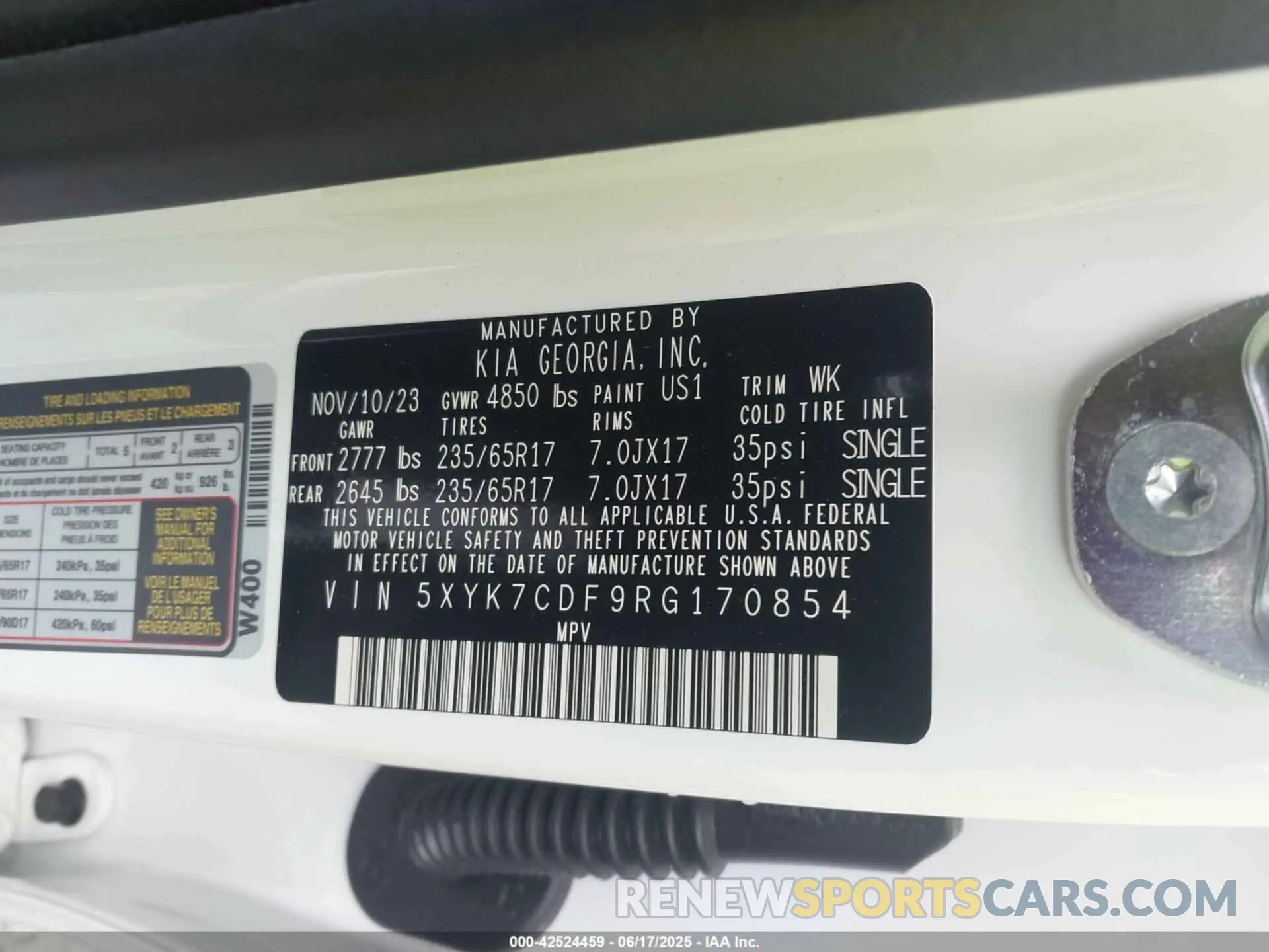 9 fotografías del automóvil dañado 5XYK7CDF9RG170854 KIA SPORTAGE 2024