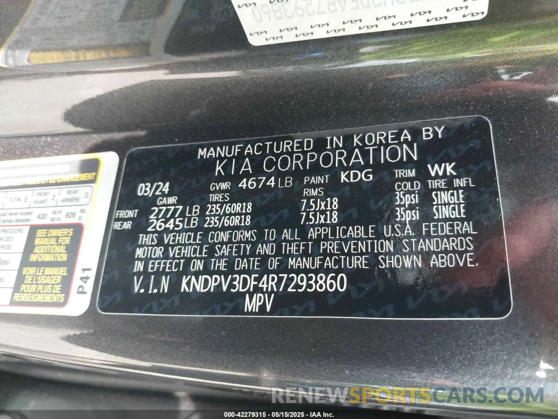 9 fotografías del automóvil dañado KNDPV3DF4R7293860 KIA SPORTAGE 2024