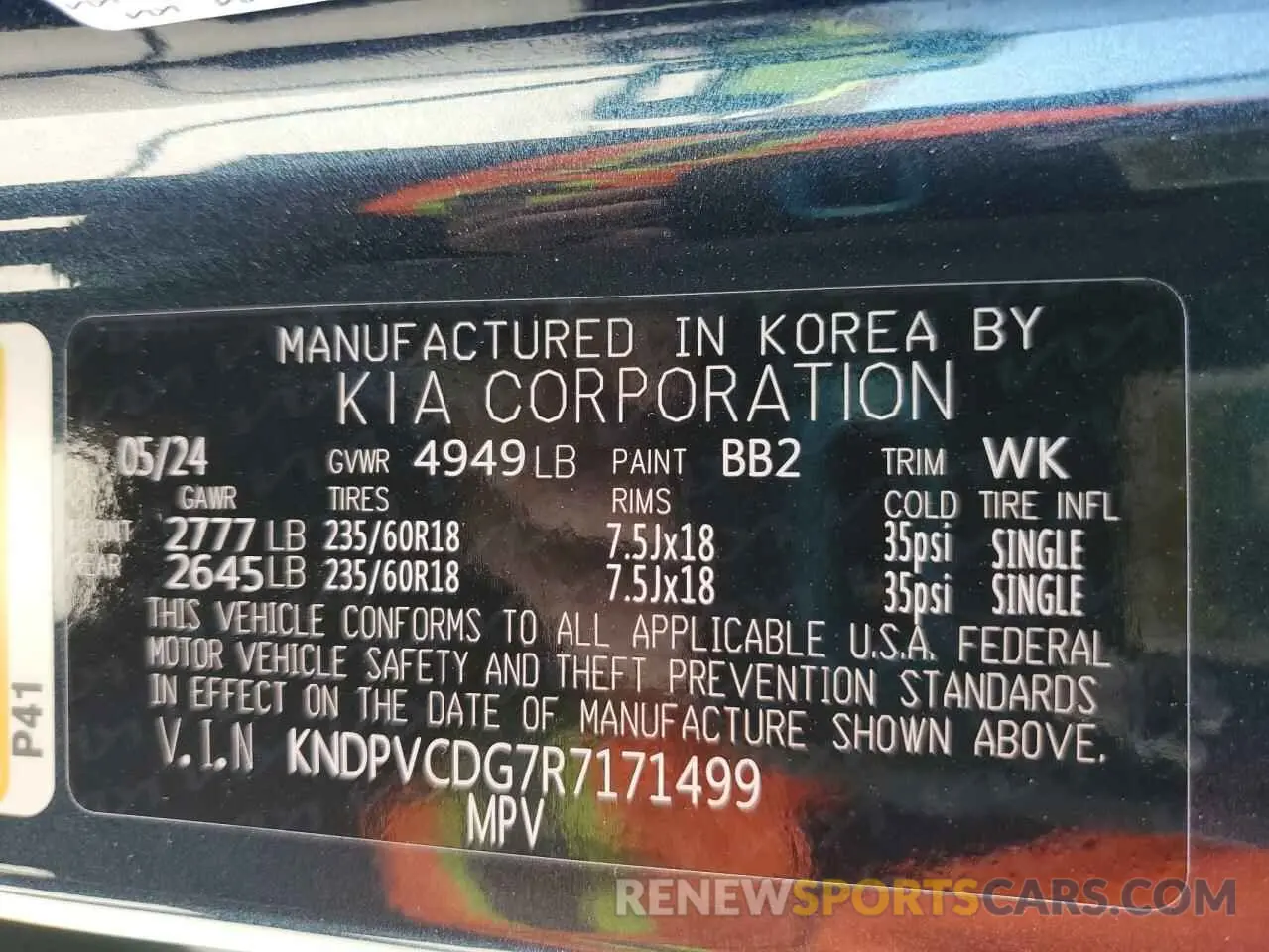 14 fotografías del automóvil dañado KNDPVCDG7R7171499 KIA SPORTAGE 2024