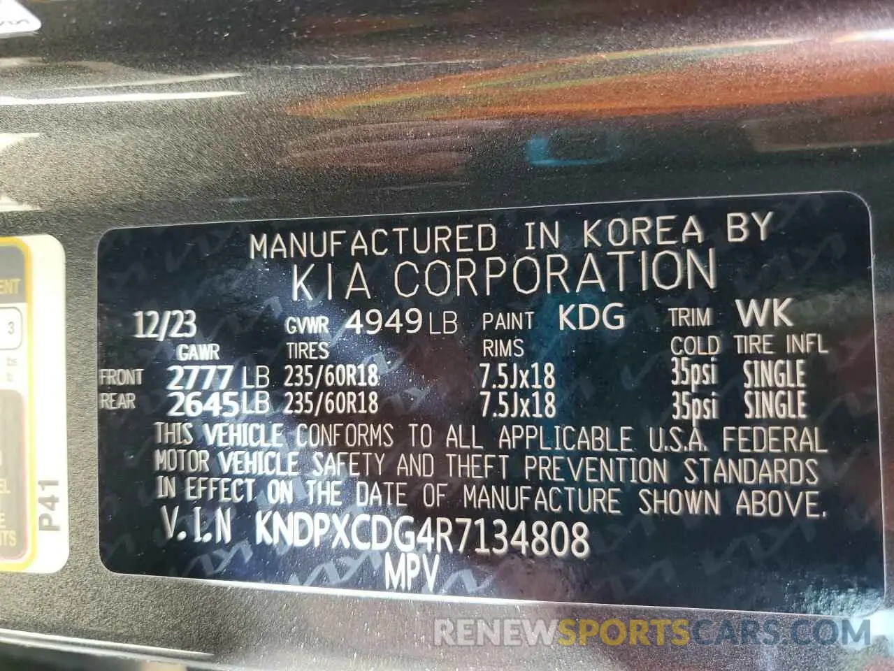 12 fotografías del automóvil dañado KNDPXCDG4R7134808 KIA SPORTAGE 2024