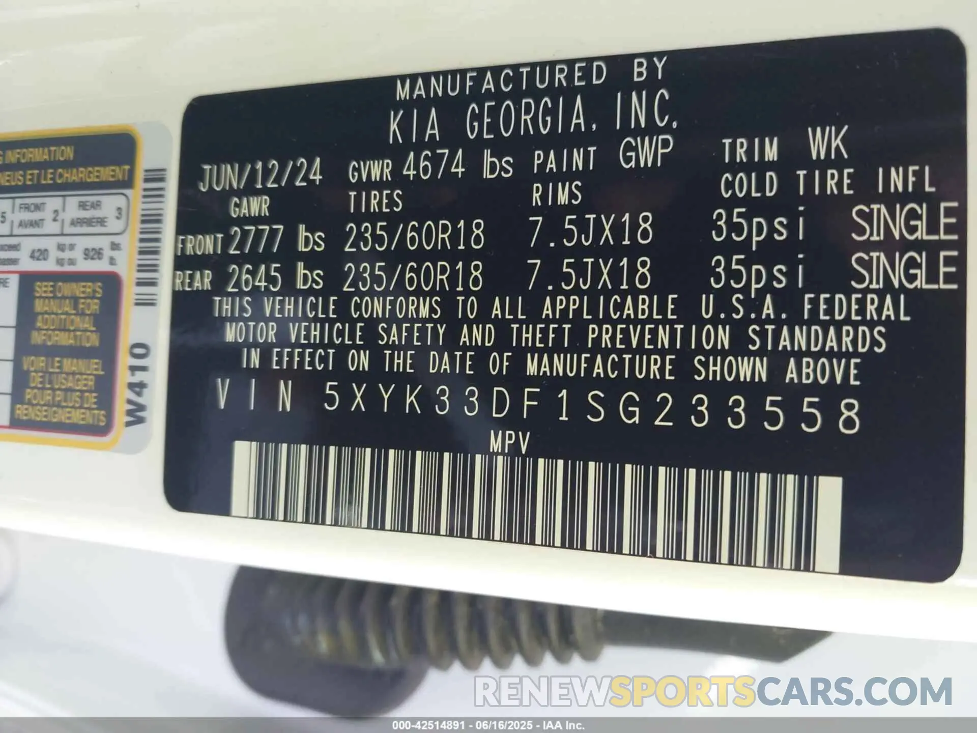 9 fotografías del automóvil dañado 5XYK33DF1SG233558 KIA SPORTAGE 2025