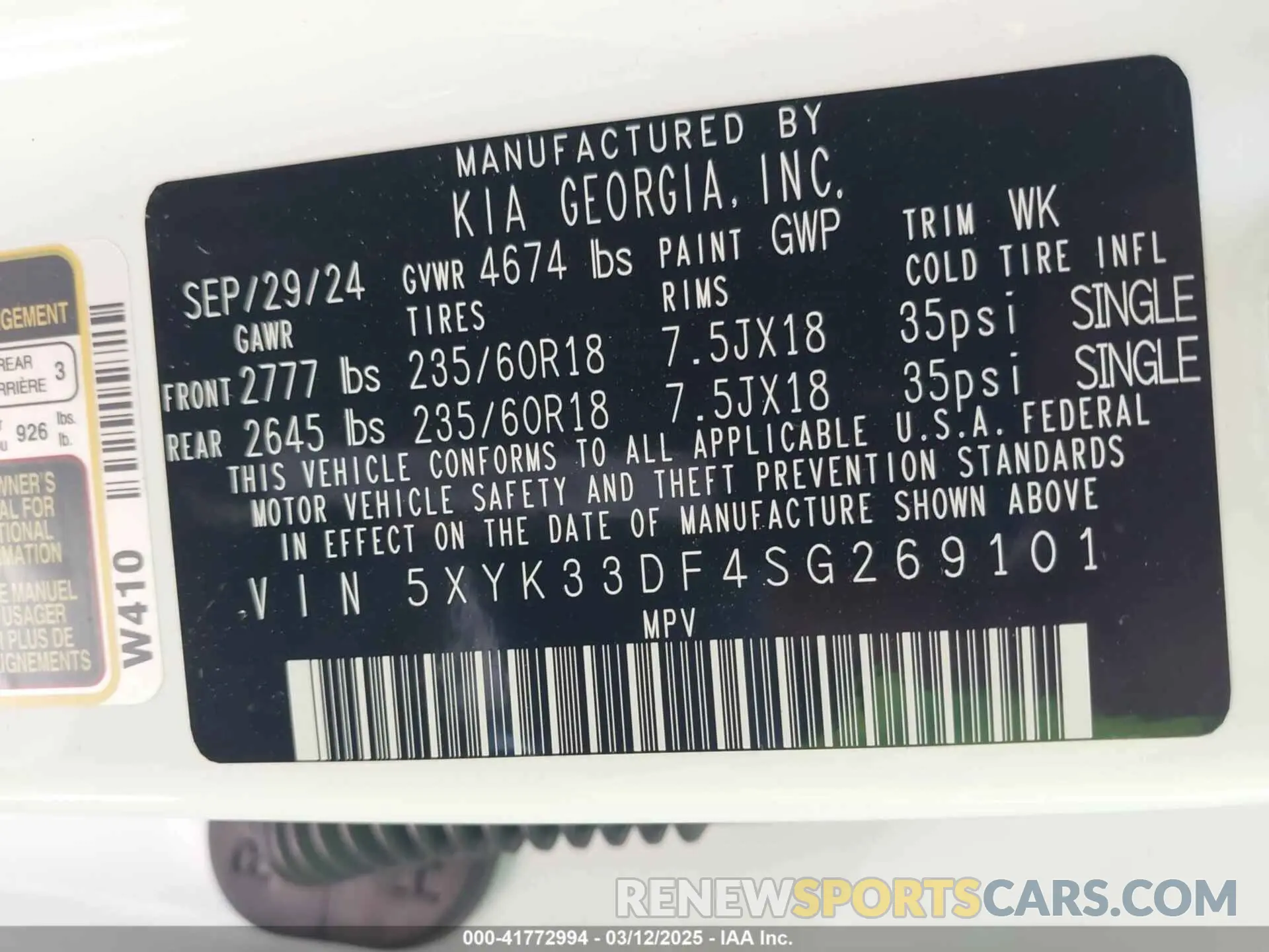 9 fotografías del automóvil dañado 5XYK33DF4SG269101 KIA SPORTAGE 2025