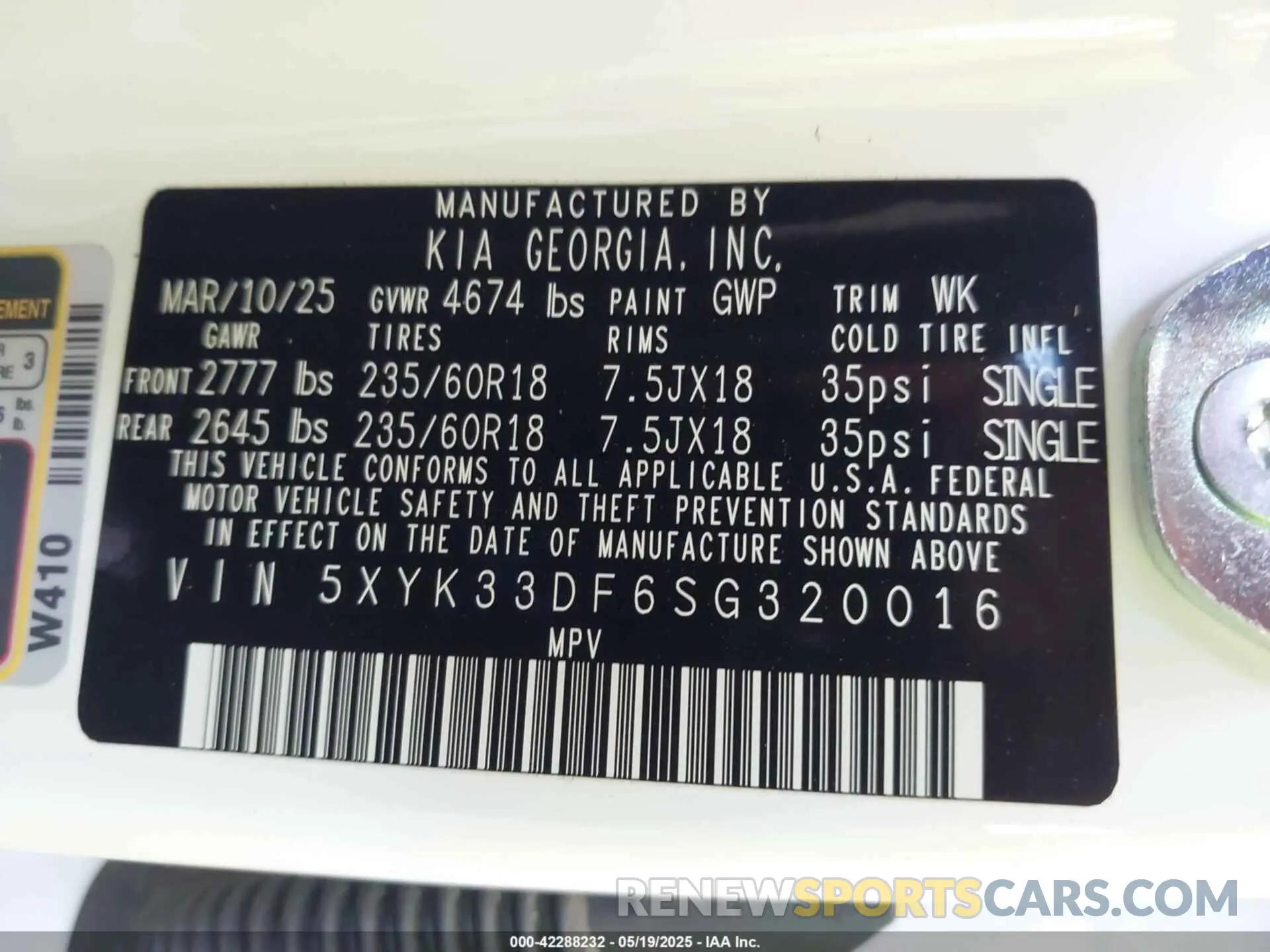 9 fotografías del automóvil dañado 5XYK33DF6SG320016 KIA SPORTAGE 2025
