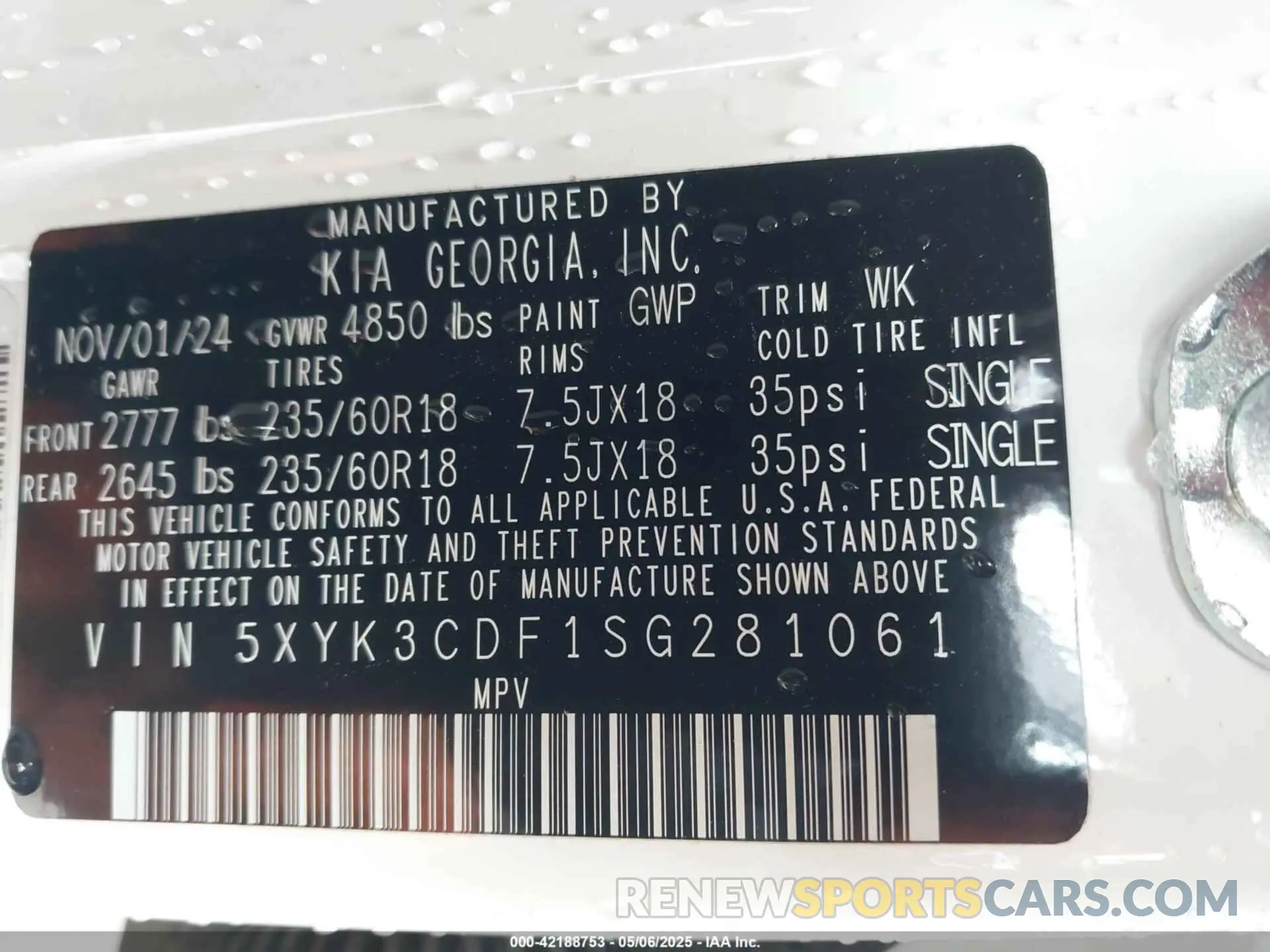 9 fotografías del automóvil dañado 5XYK3CDF1SG281061 KIA SPORTAGE 2025