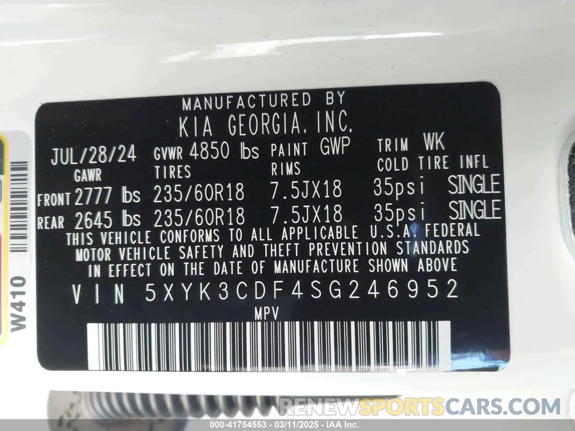 9 fotografías del automóvil dañado 5XYK3CDF4SG246952 KIA SPORTAGE 2025