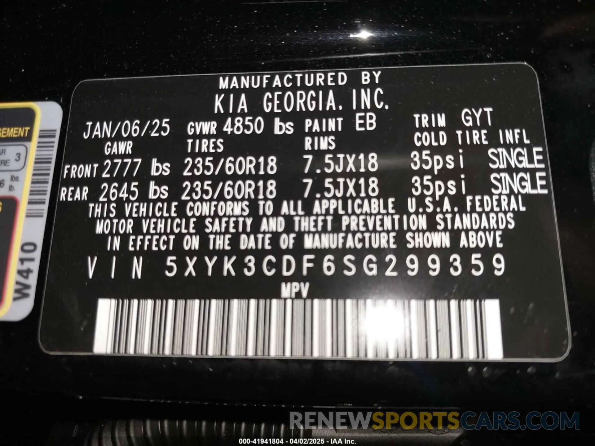 9 fotografías del automóvil dañado 5XYK3CDF6SG299359 KIA SPORTAGE 2025