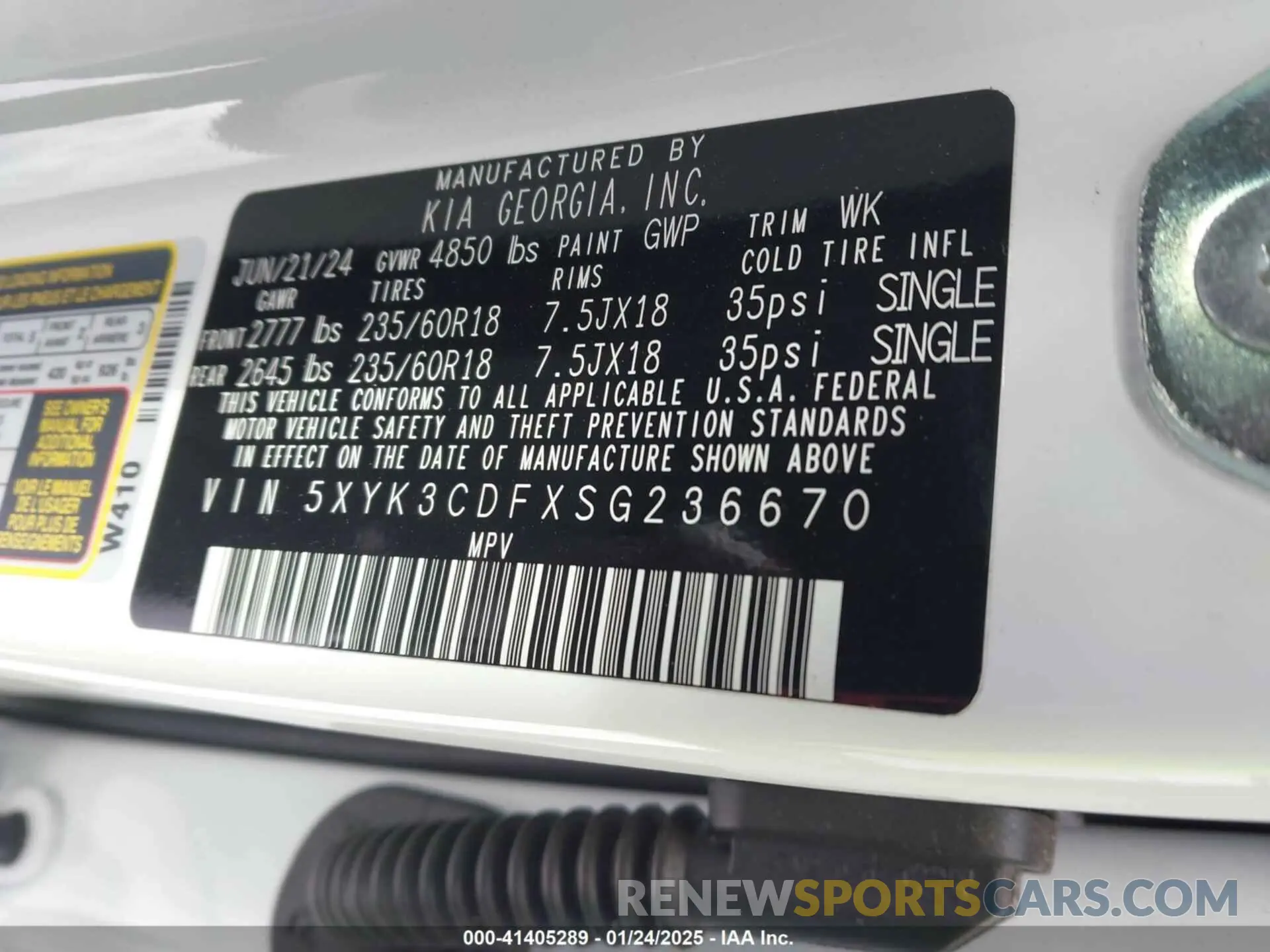 9 fotografías del automóvil dañado 5XYK3CDFXSG236670 KIA SPORTAGE 2025