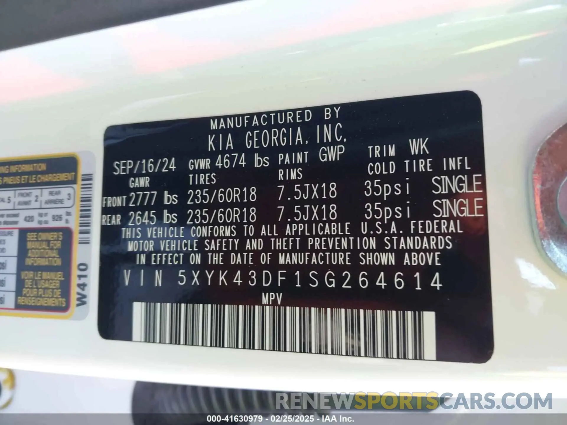 9 fotografías del automóvil dañado 5XYK43DF1SG264614 KIA SPORTAGE 2025