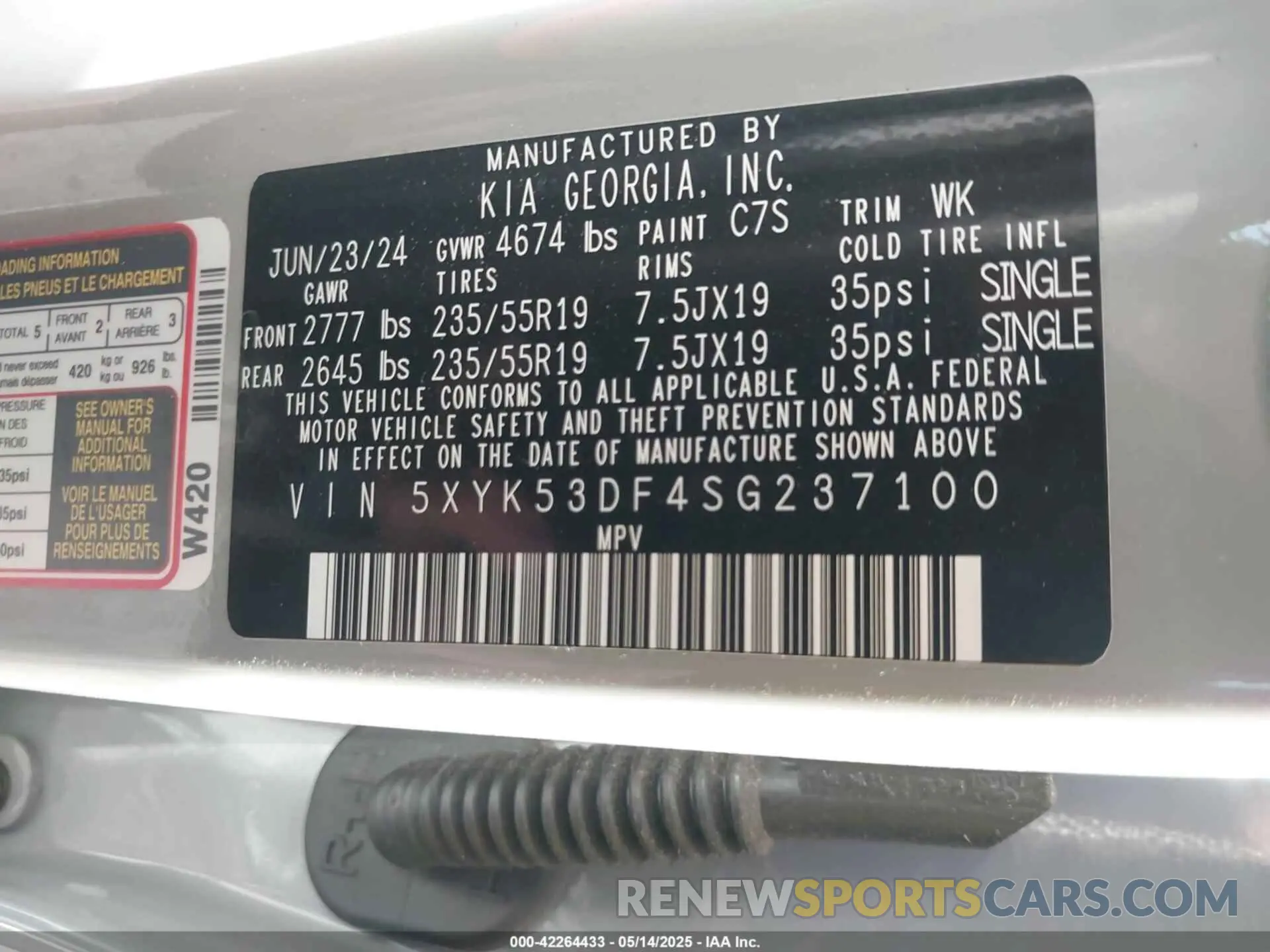 9 fotografías del automóvil dañado 5XYK53DF4SG237100 KIA SPORTAGE 2025