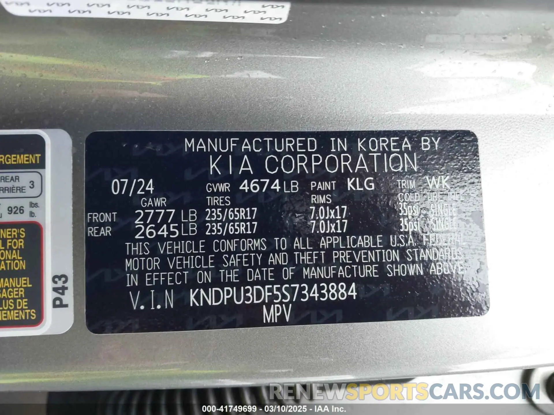 9 fotografías del automóvil dañado KNDPU3DF5S7343884 KIA SPORTAGE 2025
